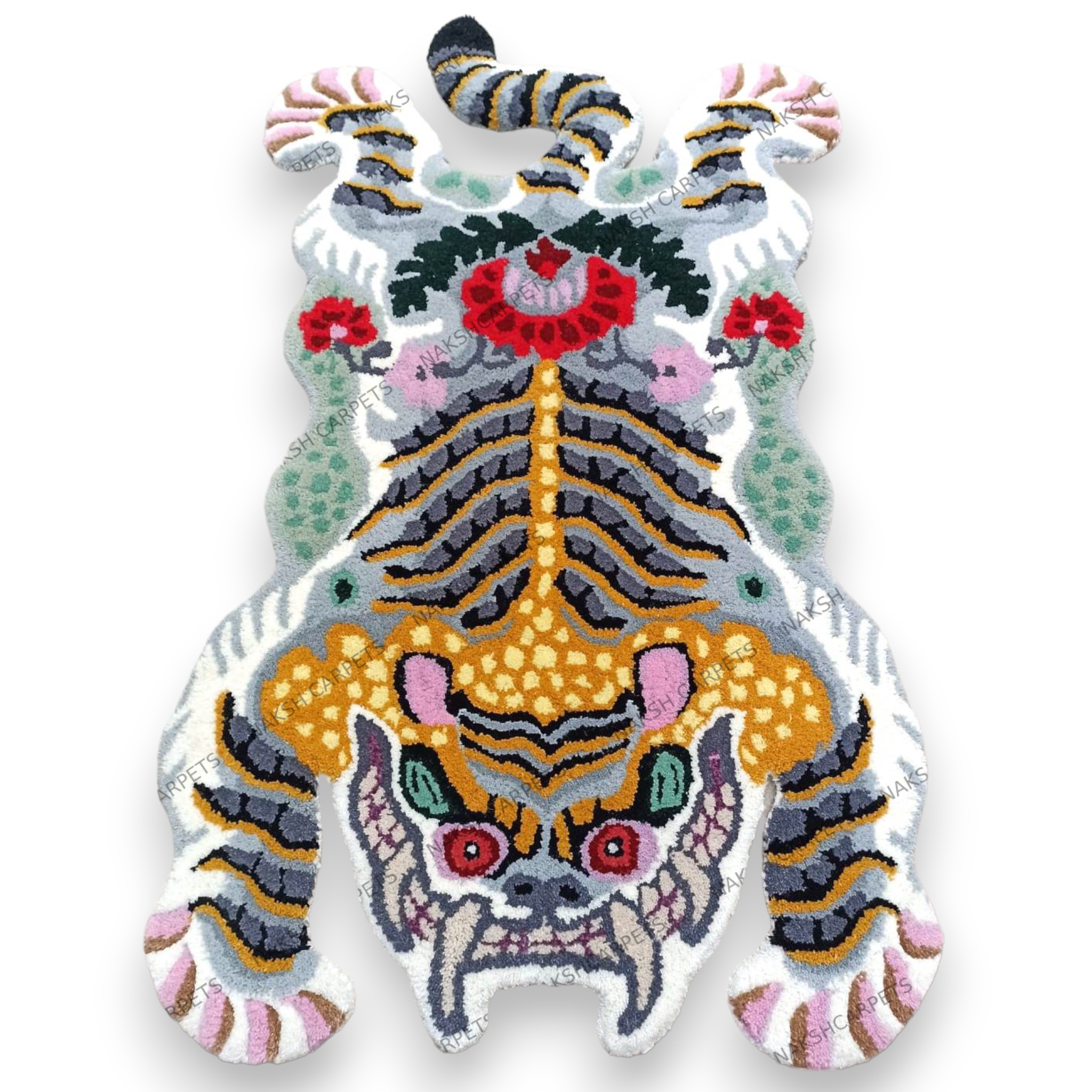 Tibetan Tiger Green Tufted Woolen Tibetan Rug - Green Color