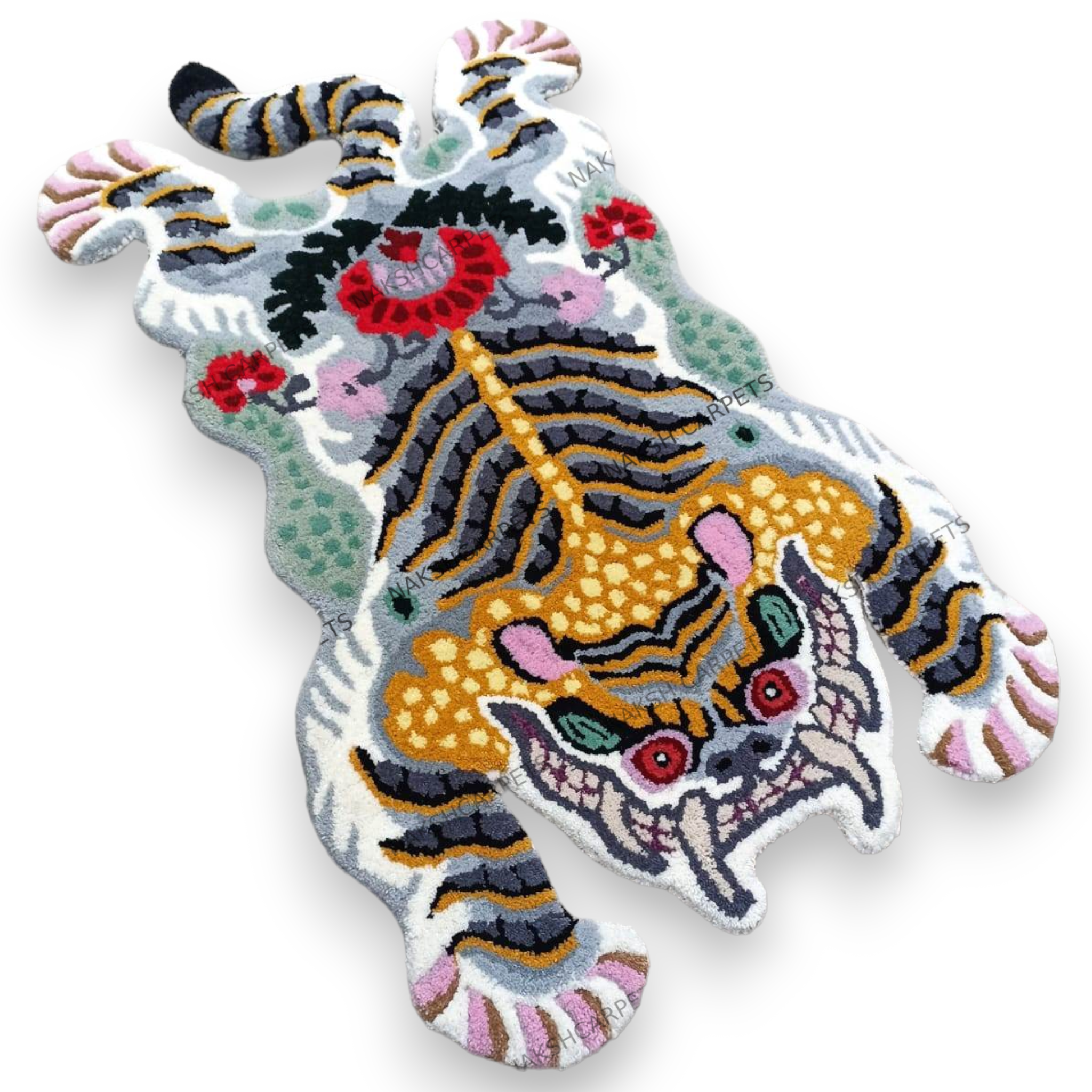 Tibetan Tiger Green Tufted Woolen Tibetan Rug - Green Color