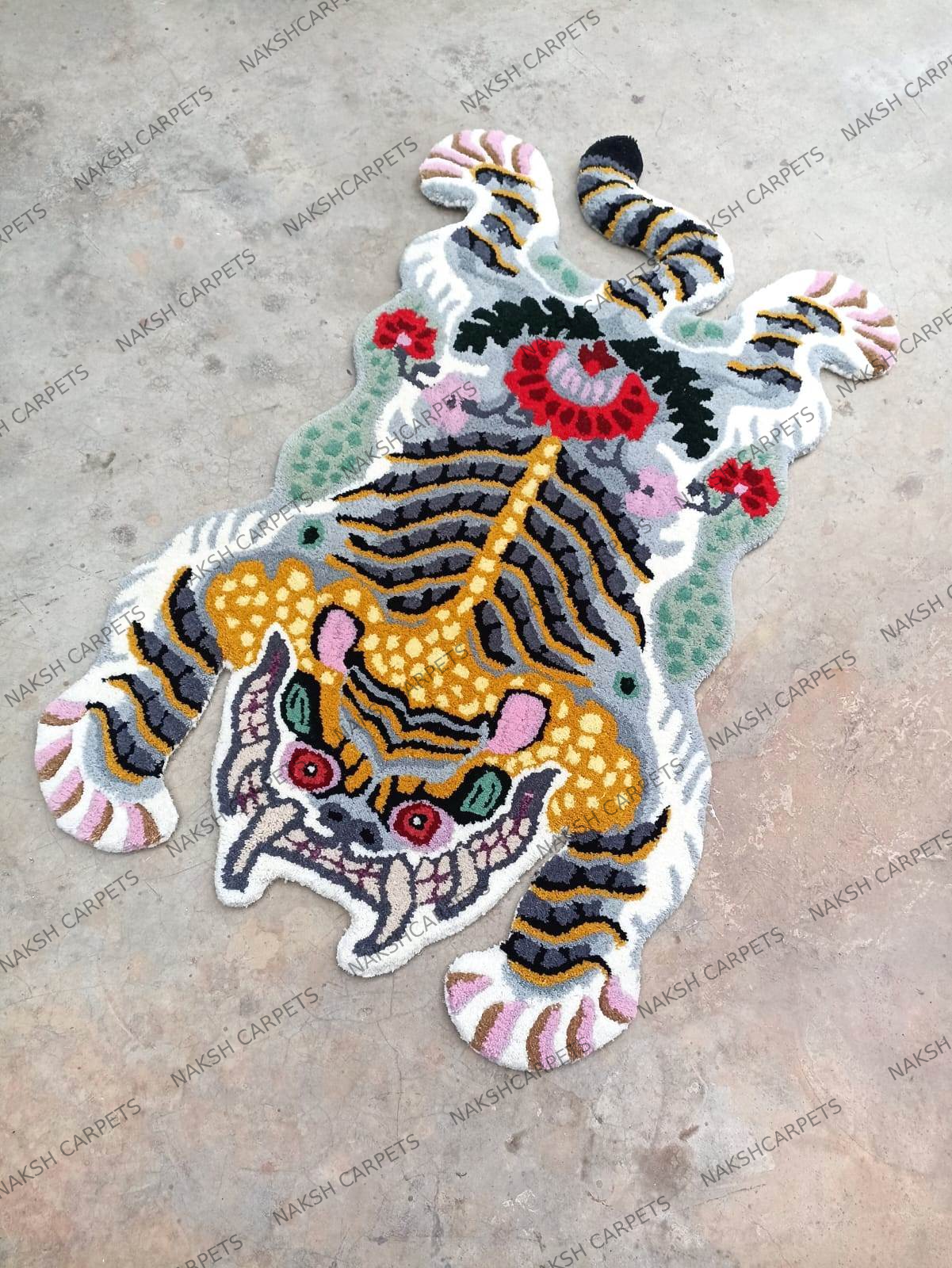 Tibetan Tiger Green Tufted Woolen Tibetan Rug - Green Color