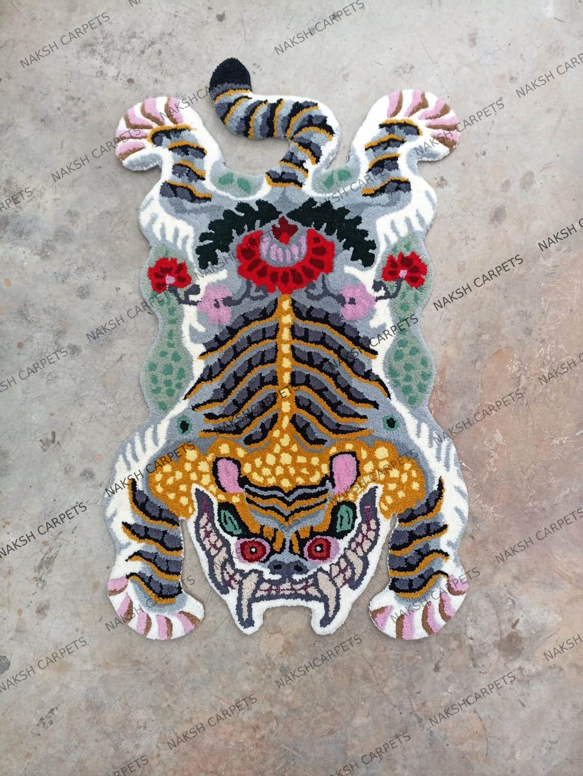 Tibetan Tiger Green Tufted Woolen Tibetan Rug - Green Color