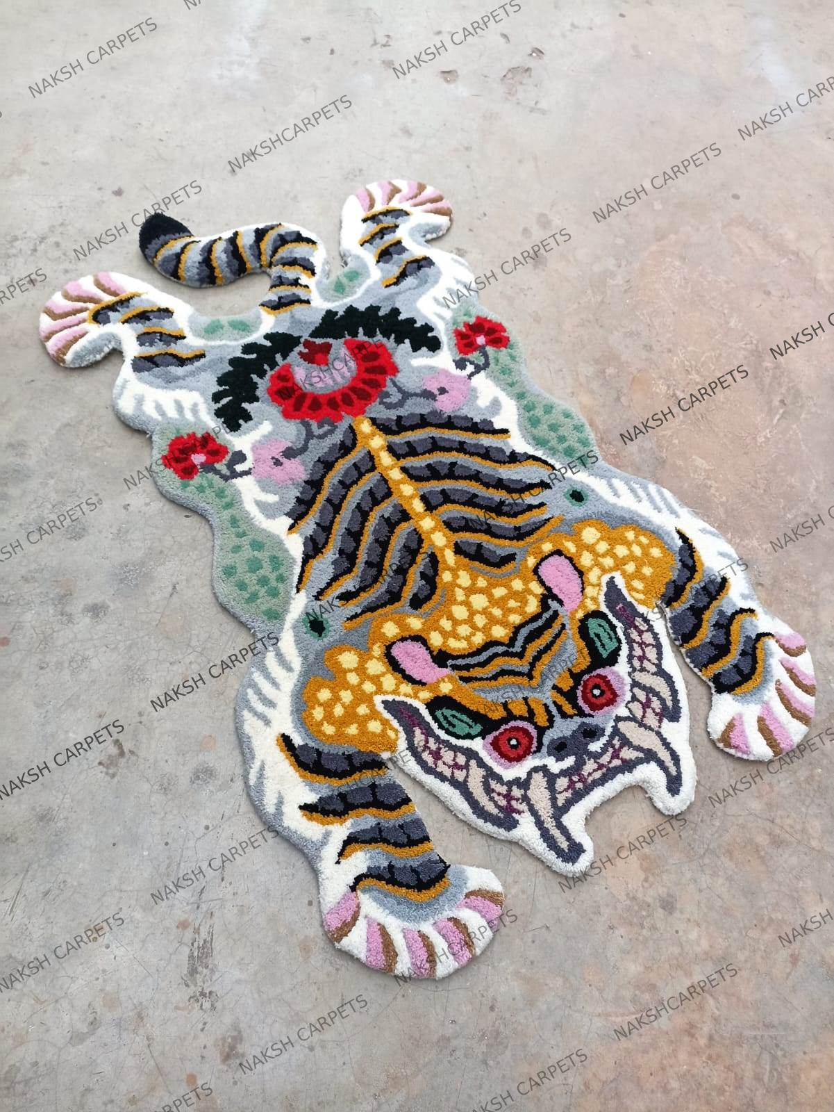 Tibetan Tiger Green Tufted Woolen Tibetan Rug - Green Color