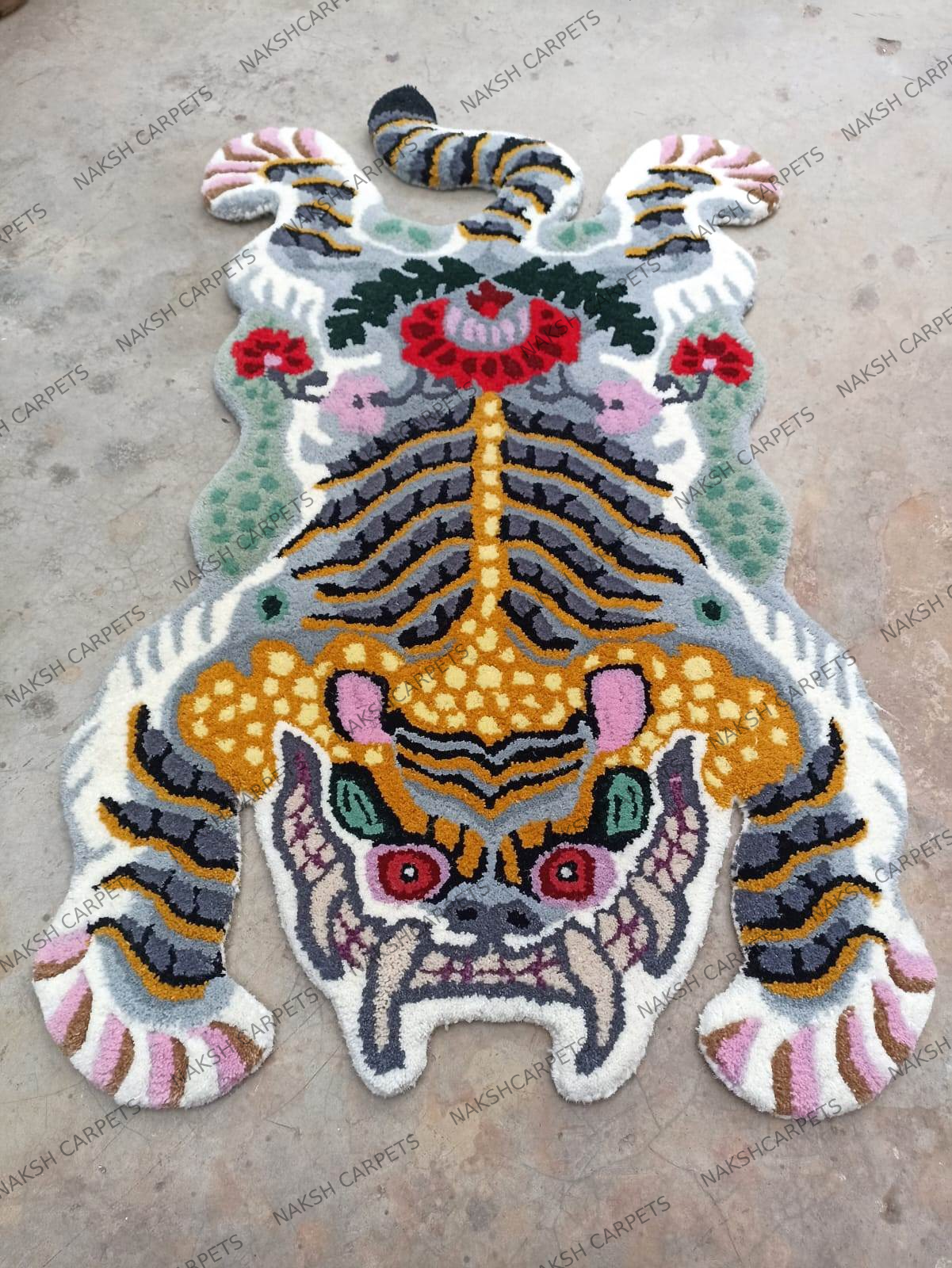 Tibetan Tiger Green Tufted Woolen Tibetan Rug - Green Color