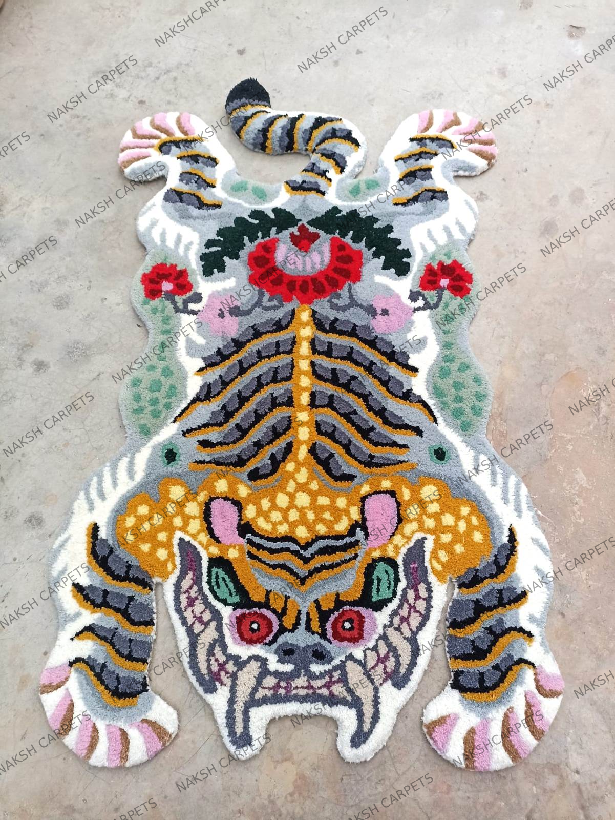 Tibetan Tiger Green Tufted Woolen Tibetan Rug - Green Color