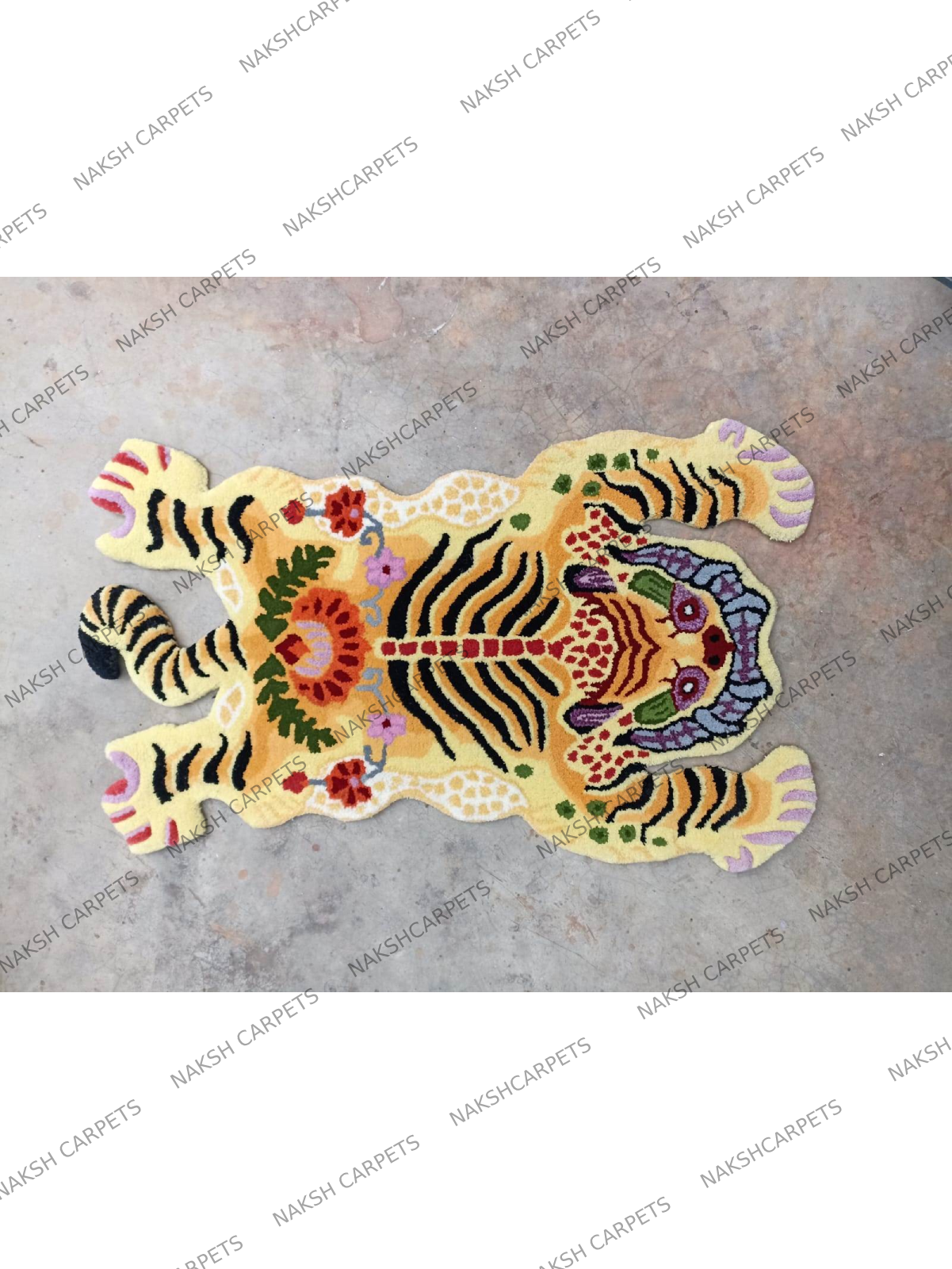 Tibetan Tiger Golden Tufted Woolen Tibetan Rug - Golden Color