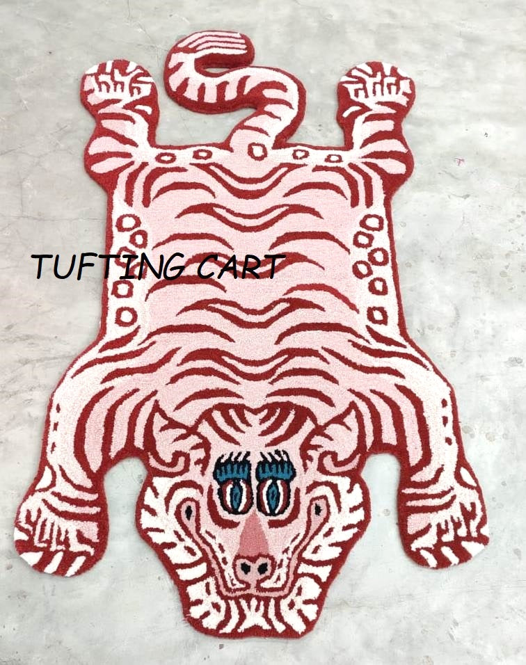 Tibetan Tiger Light Pink KItty Tufted Woolen Tibetan Rug - Light Pink Kitty