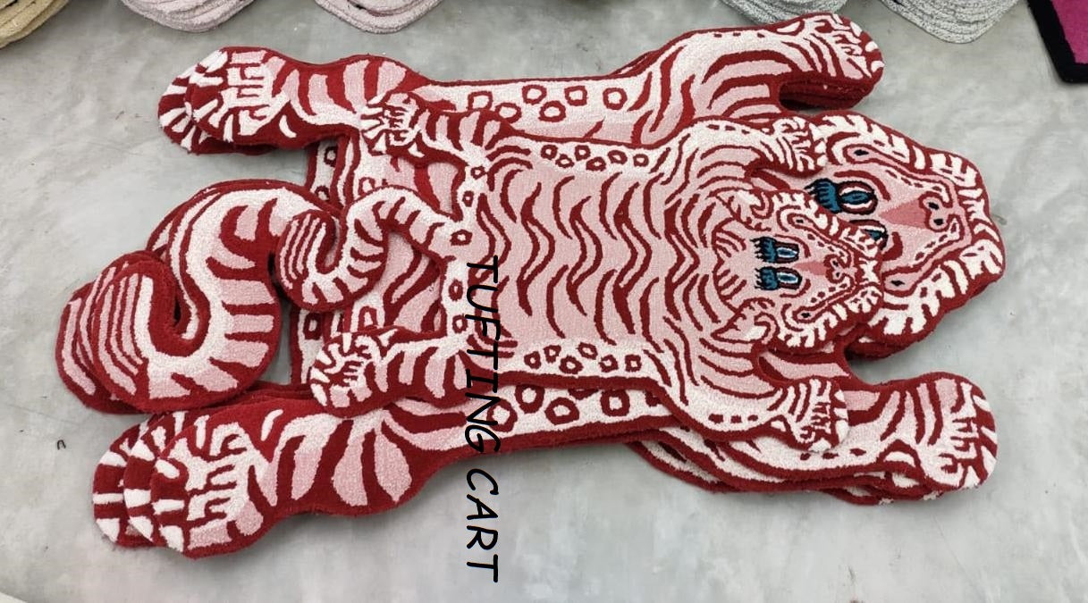 Tibetan Tiger Light Pink KItty Tufted Woolen Tibetan Rug - Light Pink Kitty