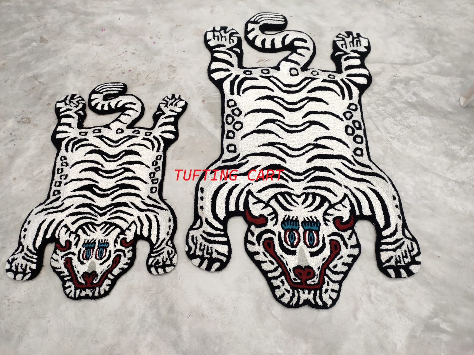 Tibetan Tiger Hand Tufted Woolen Rug - White Color