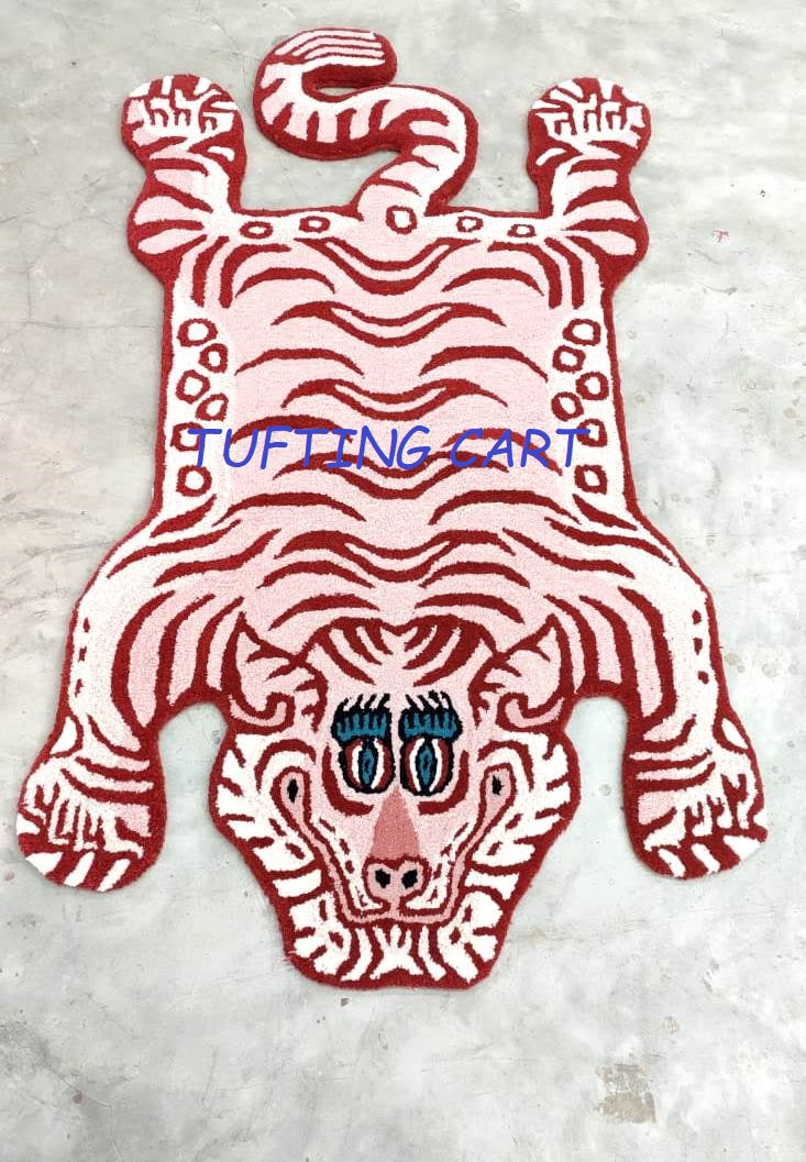 Tibetan Tiger Light Pink KItty Tufted Woolen Tibetan Rug - Light Pink Kitty