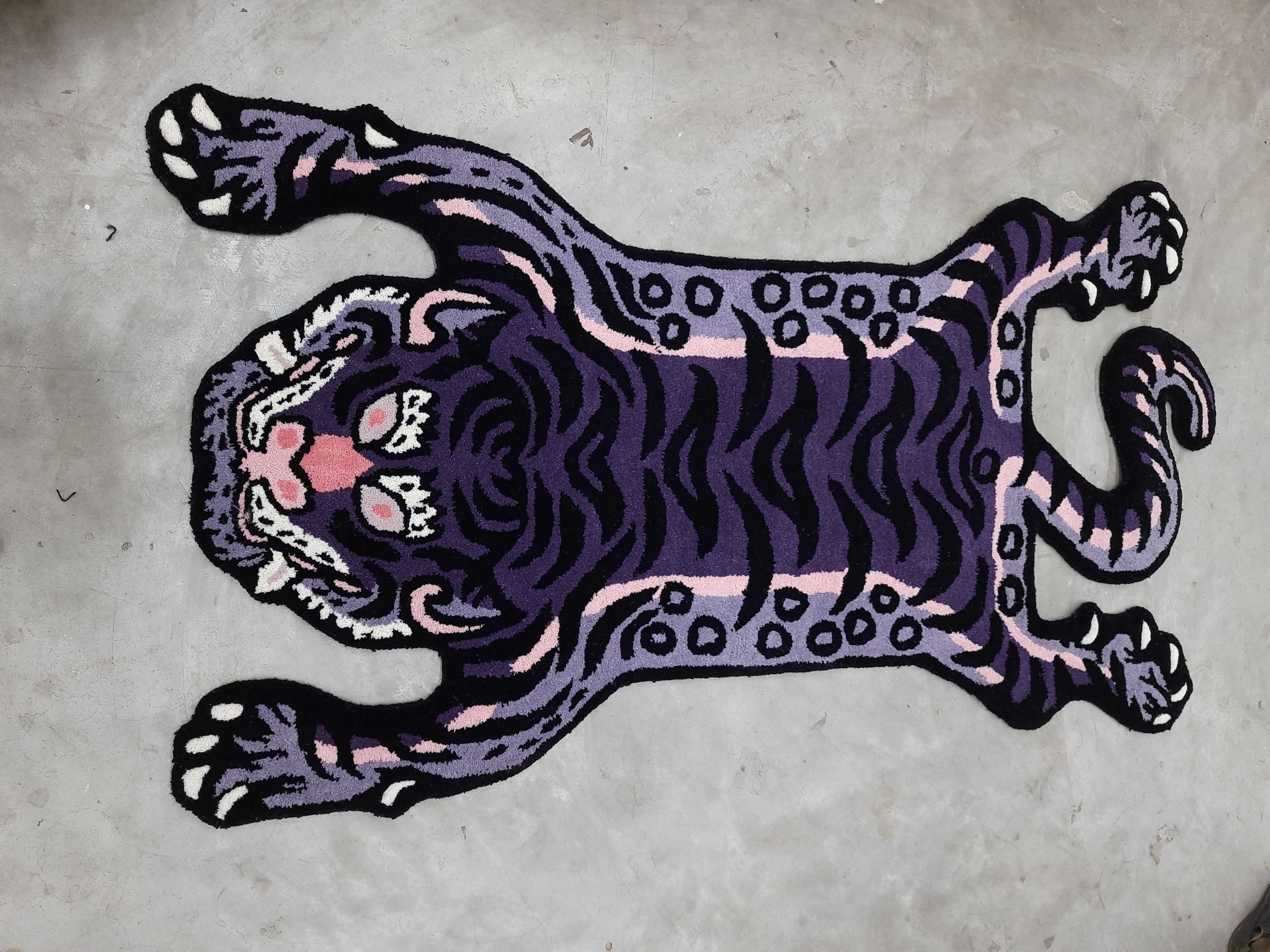 Tibetan Tiger Dark Purple Tufted Woolen Tibetan Rug -Dark Purple Color