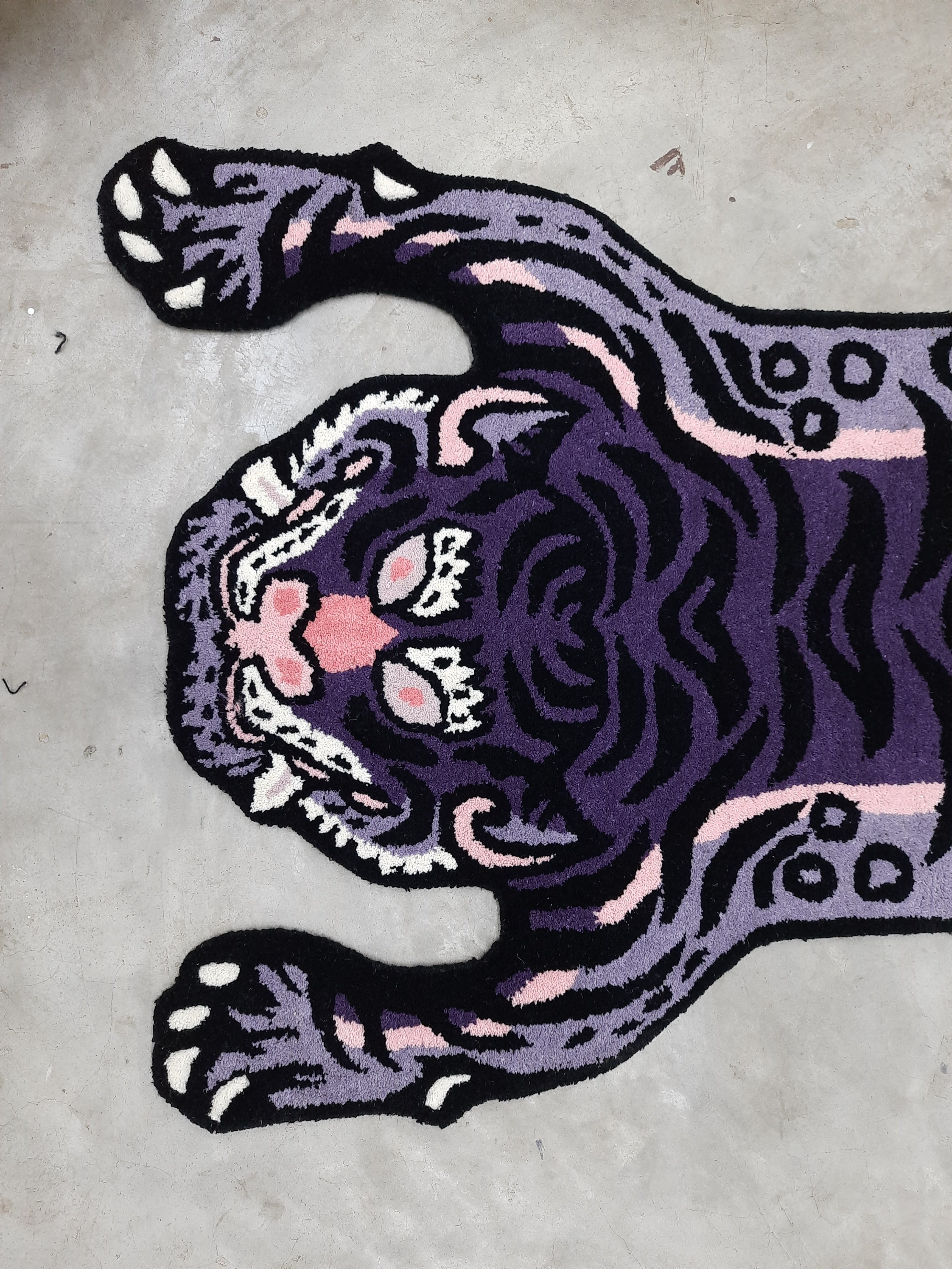 Tibetan Tiger Dark Purple Tufted Woolen Tibetan Rug -Dark Purple Color