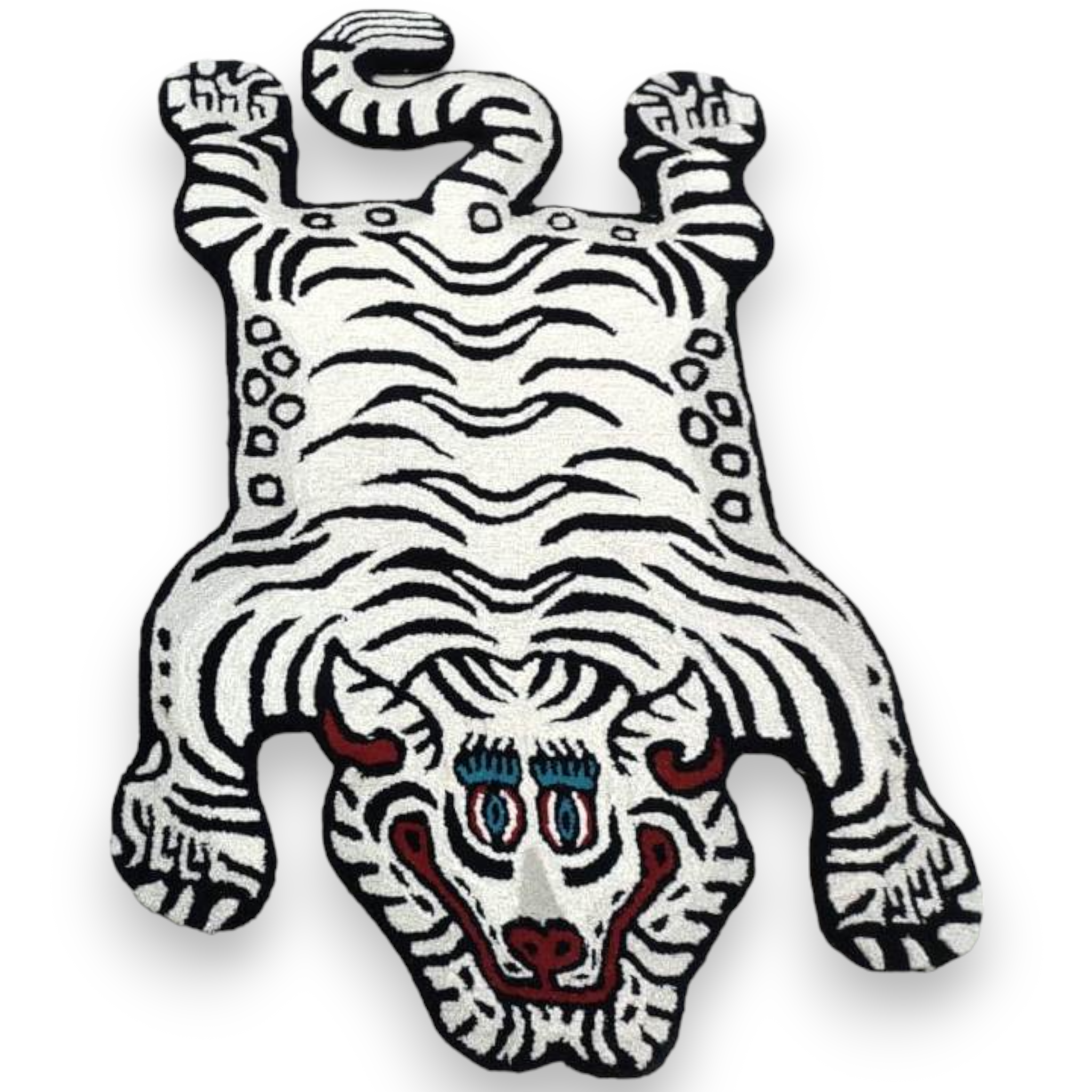 Tibetan Tiger Hand Tufted Woolen Rug - White Color
