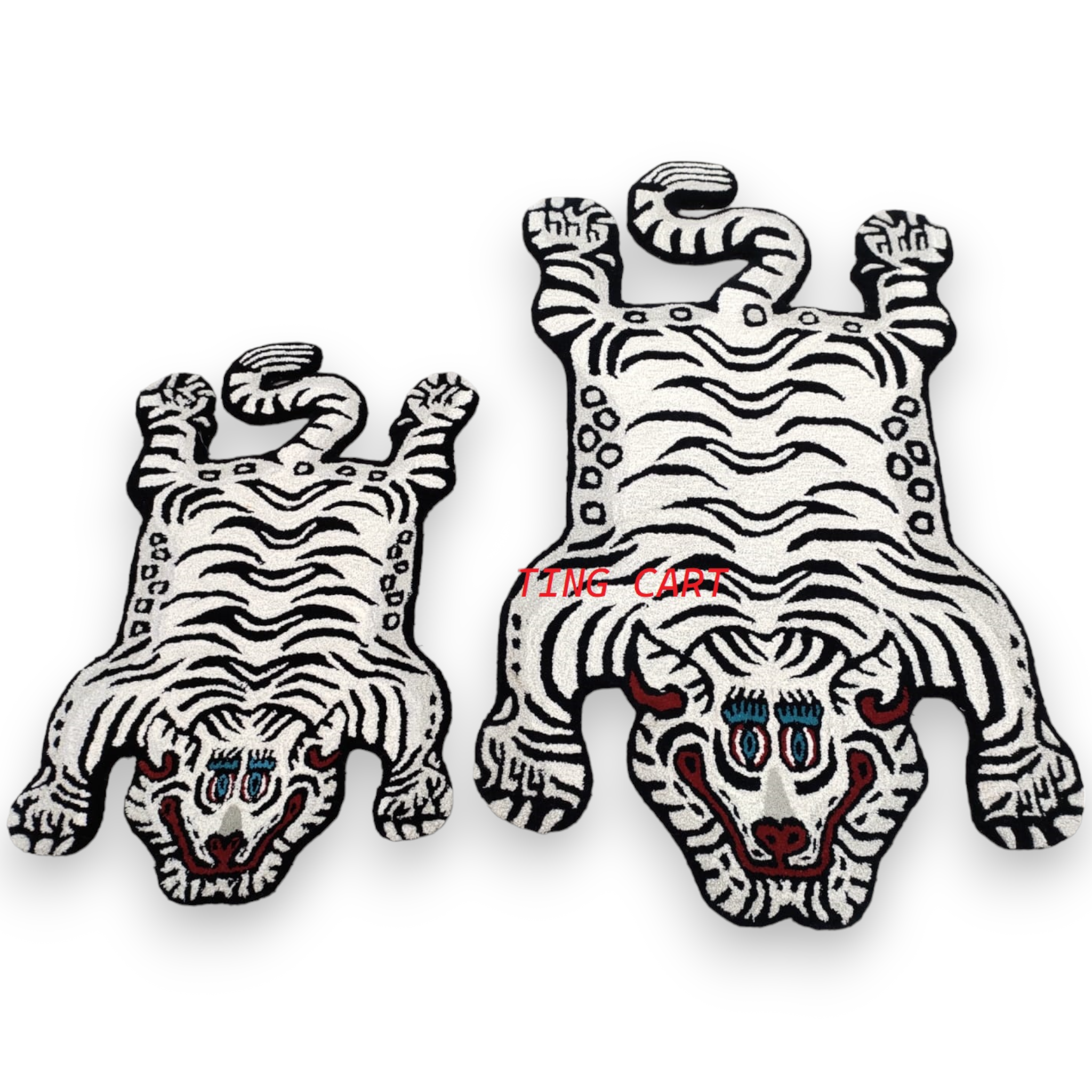 Tibetan Tiger Hand Tufted Woolen Rug - White Color