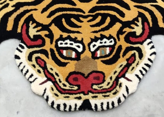 Tibetan Tiger Hand Tufted Woolen Rug -Golden Color