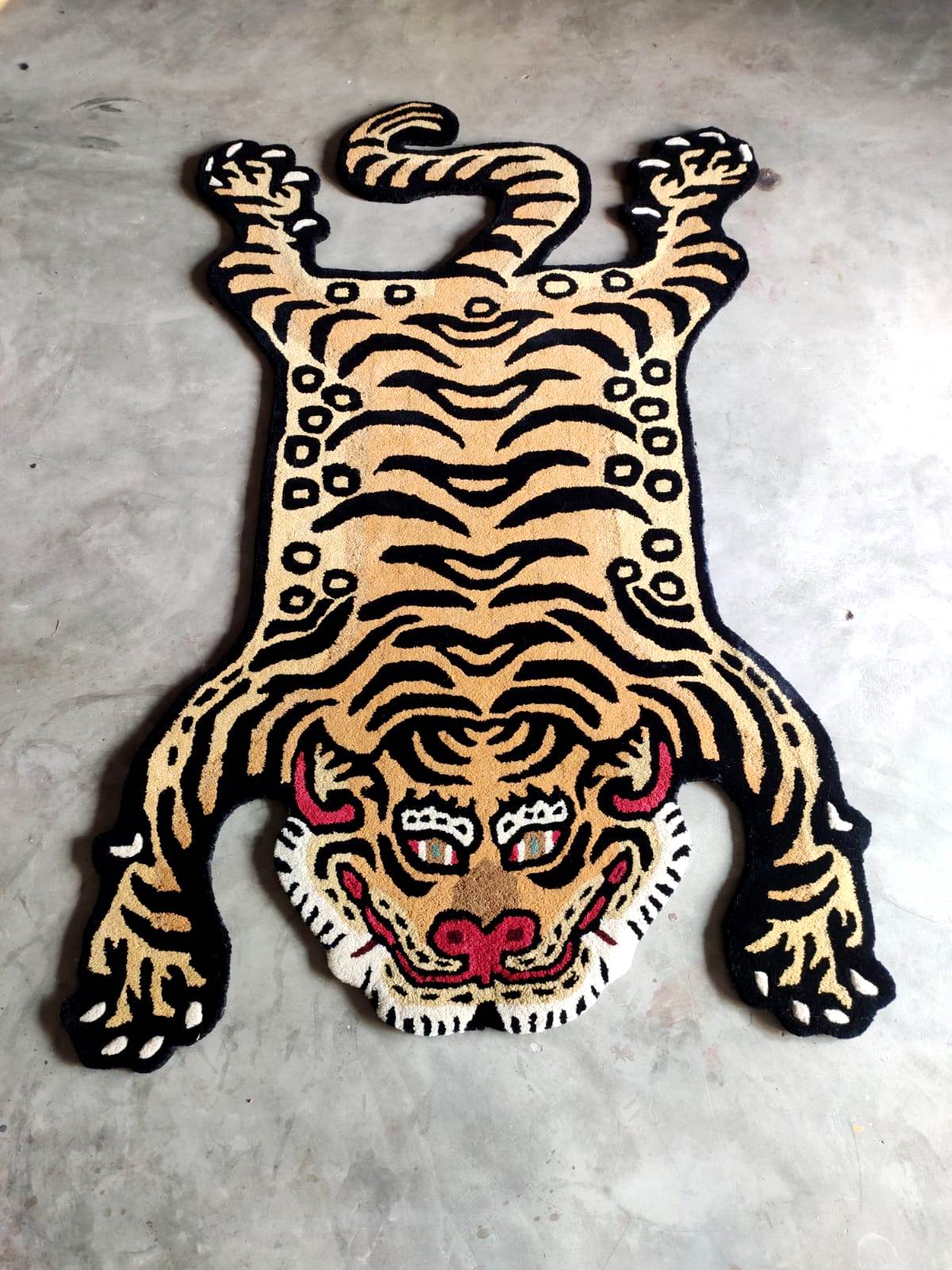 Tibetan Tiger Hand Tufted Woolen Rug -Golden Color