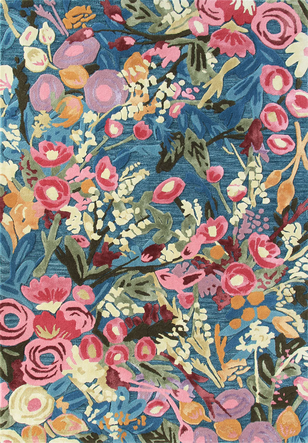 Floral Multicolored Irregular Shape Hand-Tufted 100% Woolen Handmade Area Rug/Carpet For Bedroom Aesthetics, Living Room, Kitchen Rug