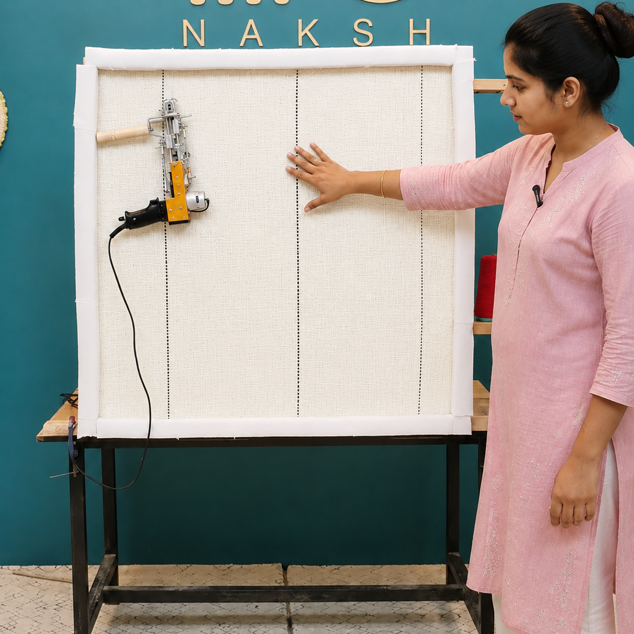 Premium White Polyester Tufting Fabric with Black Guidelines | Professional Primary Tufting Cloth By Naksh Carpets