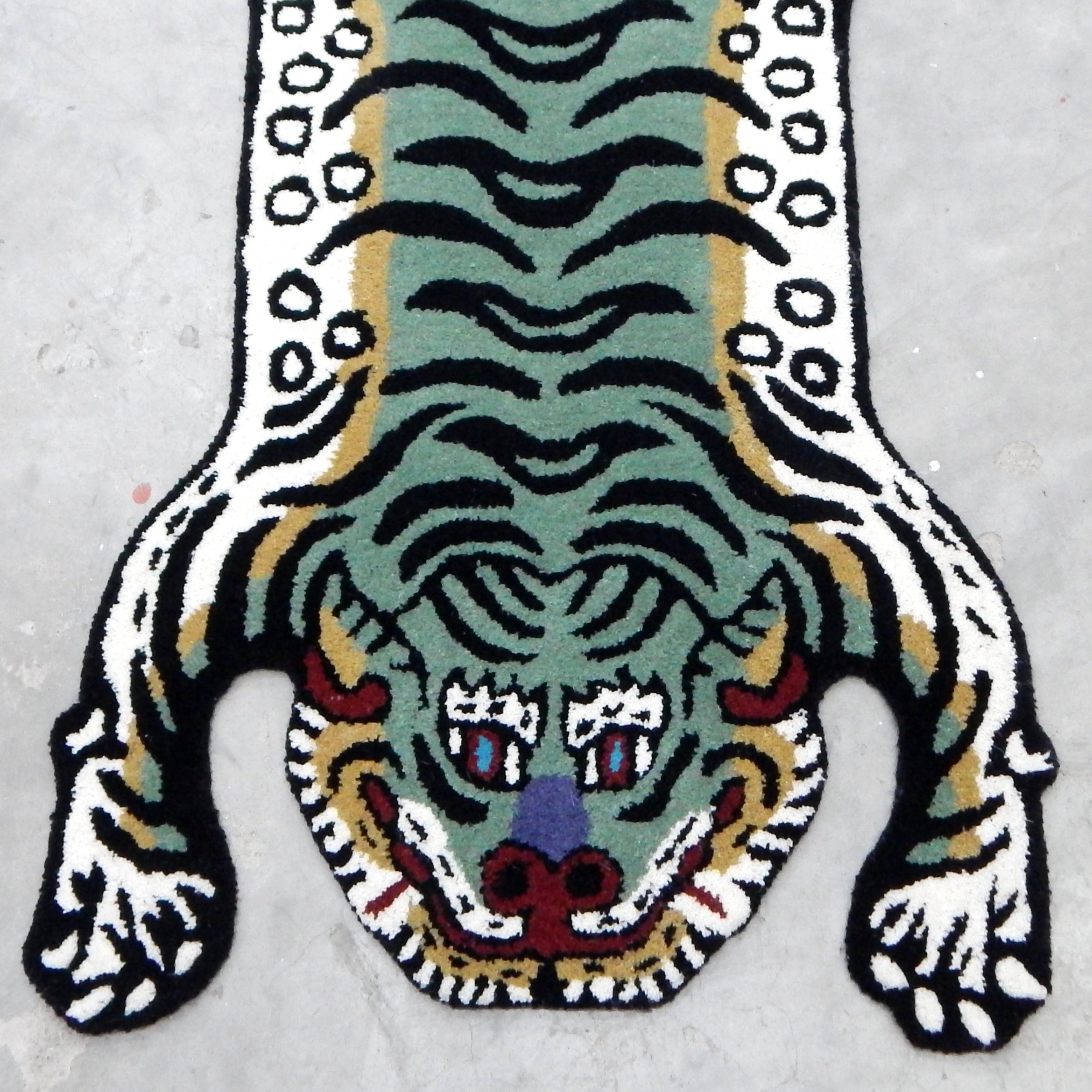 Tibetan Tiger Green Tufted Woolen Tibetan Rug - Green Color