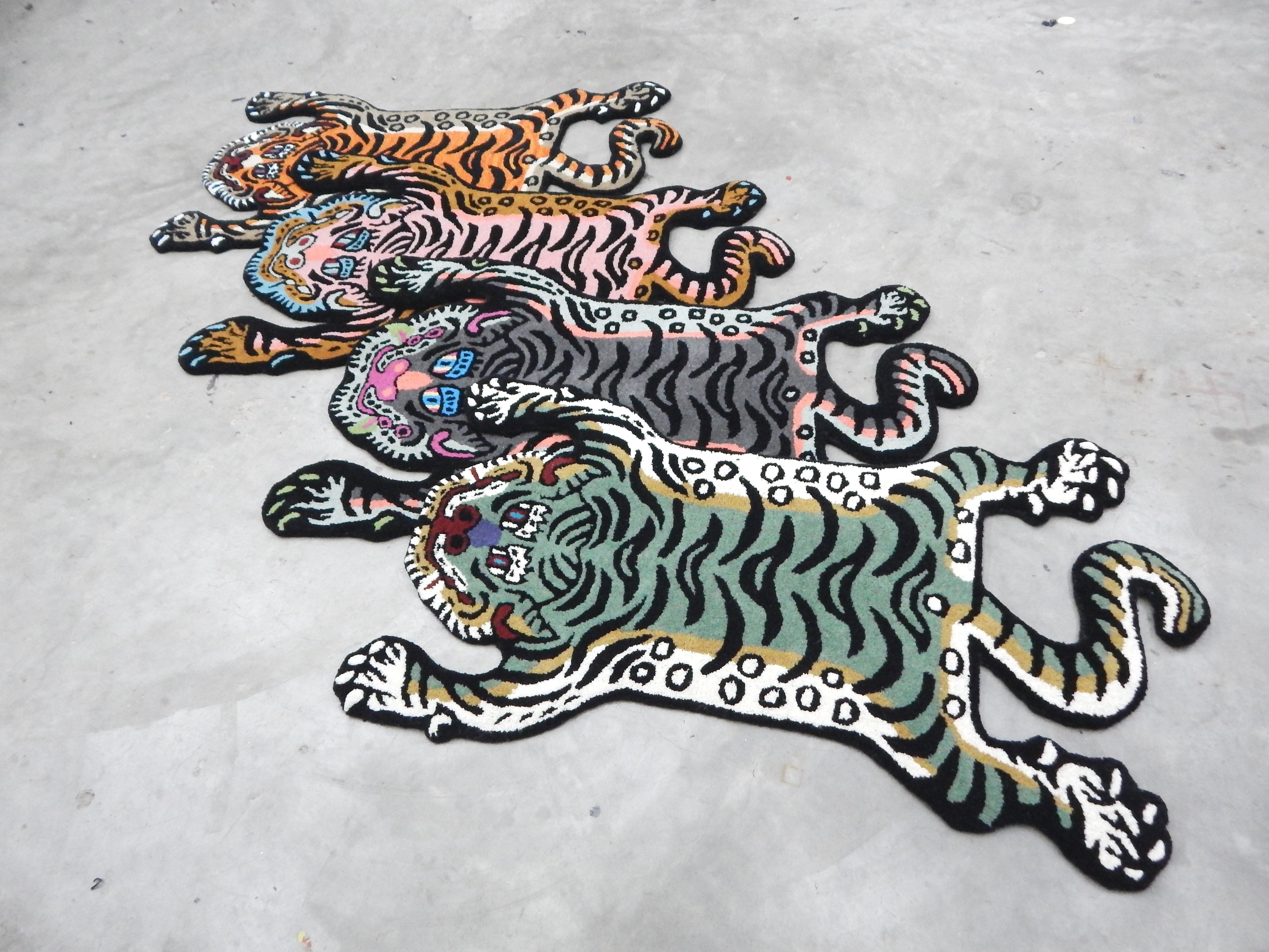 Tibetan Tiger Green Tufted Woolen Tibetan Rug - Green Color