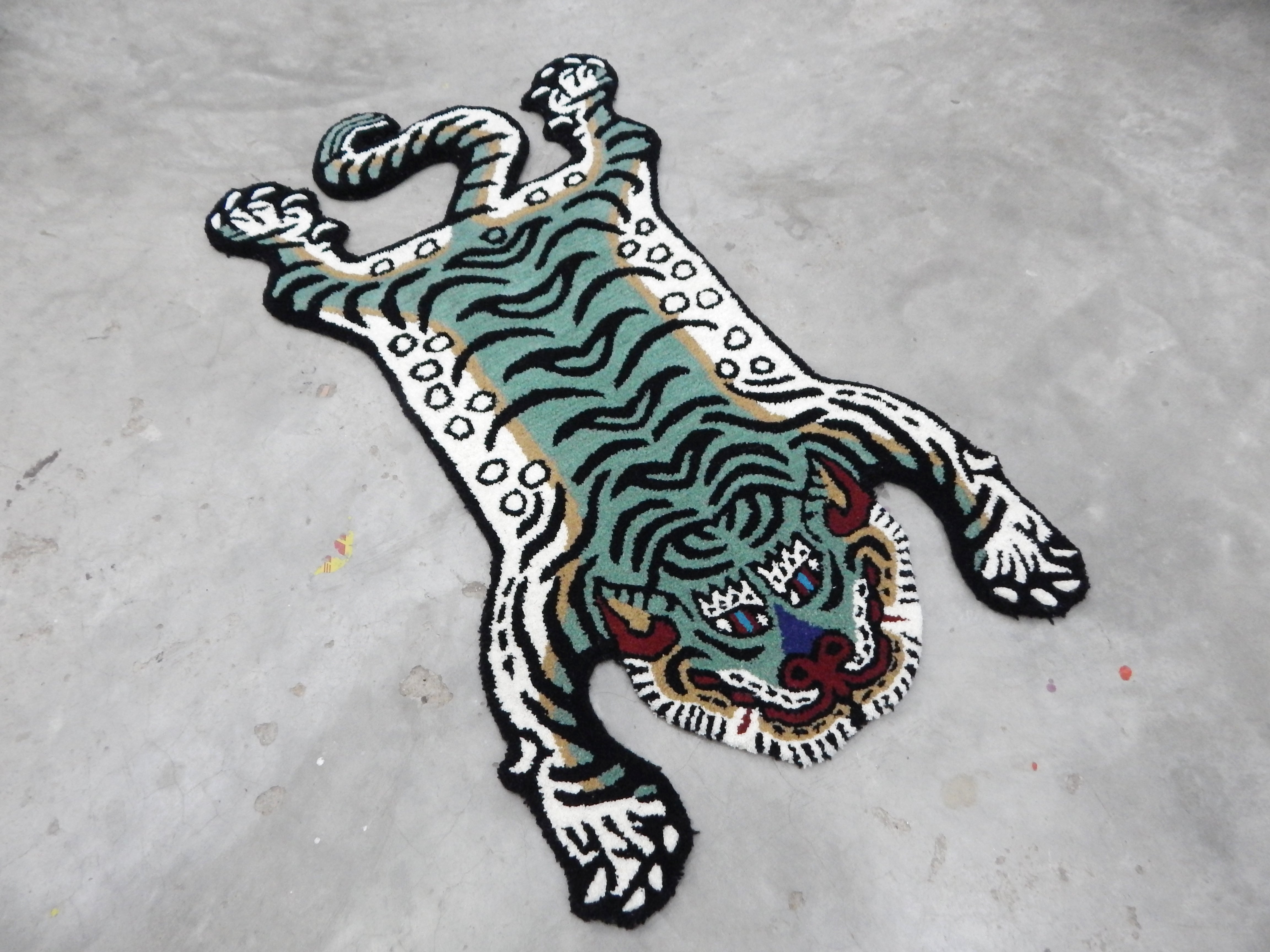 Tibetan Tiger Green Tufted Woolen Tibetan Rug - Green Color