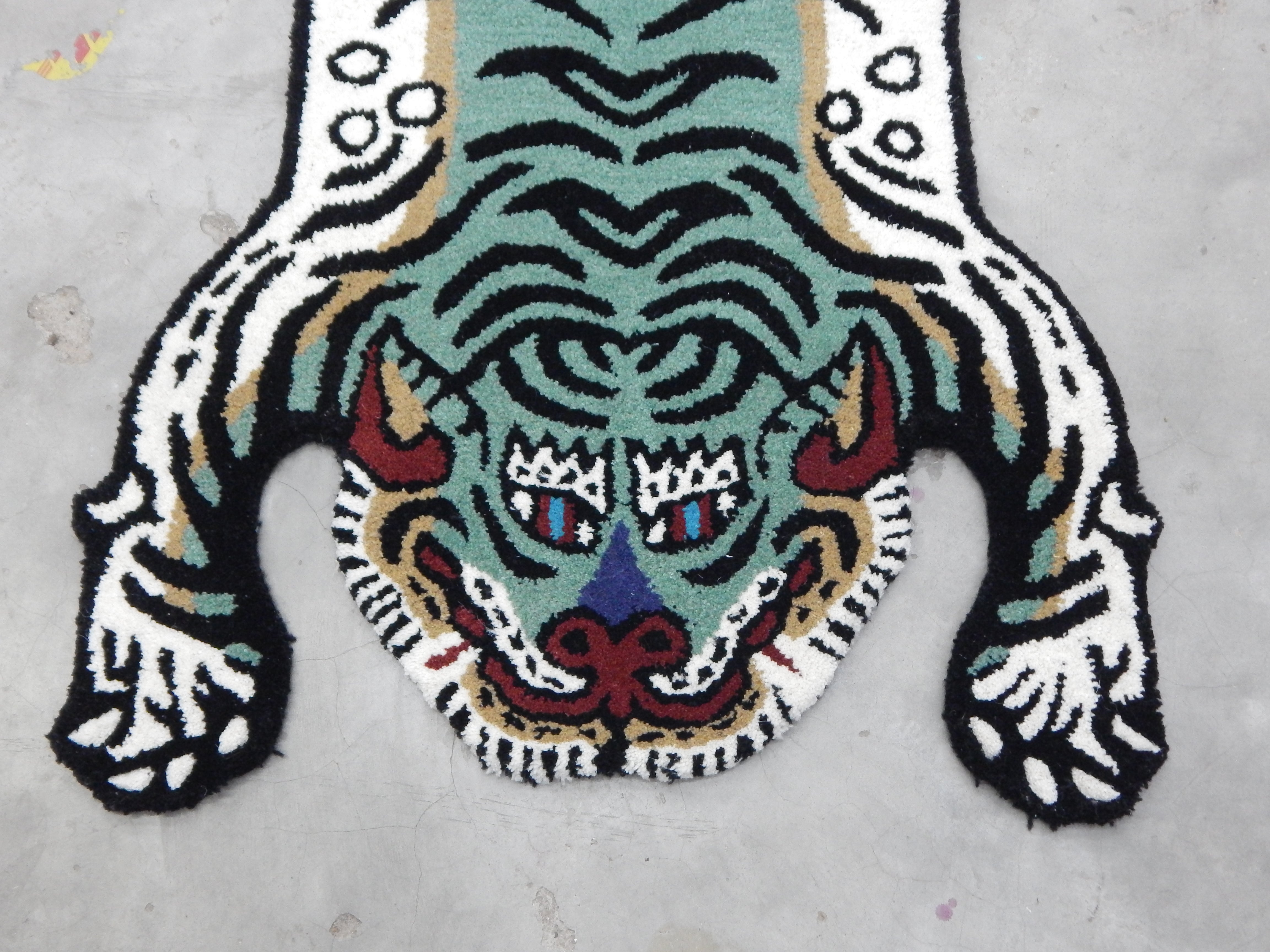 Tibetan Tiger Green Tufted Woolen Tibetan Rug - Green Color