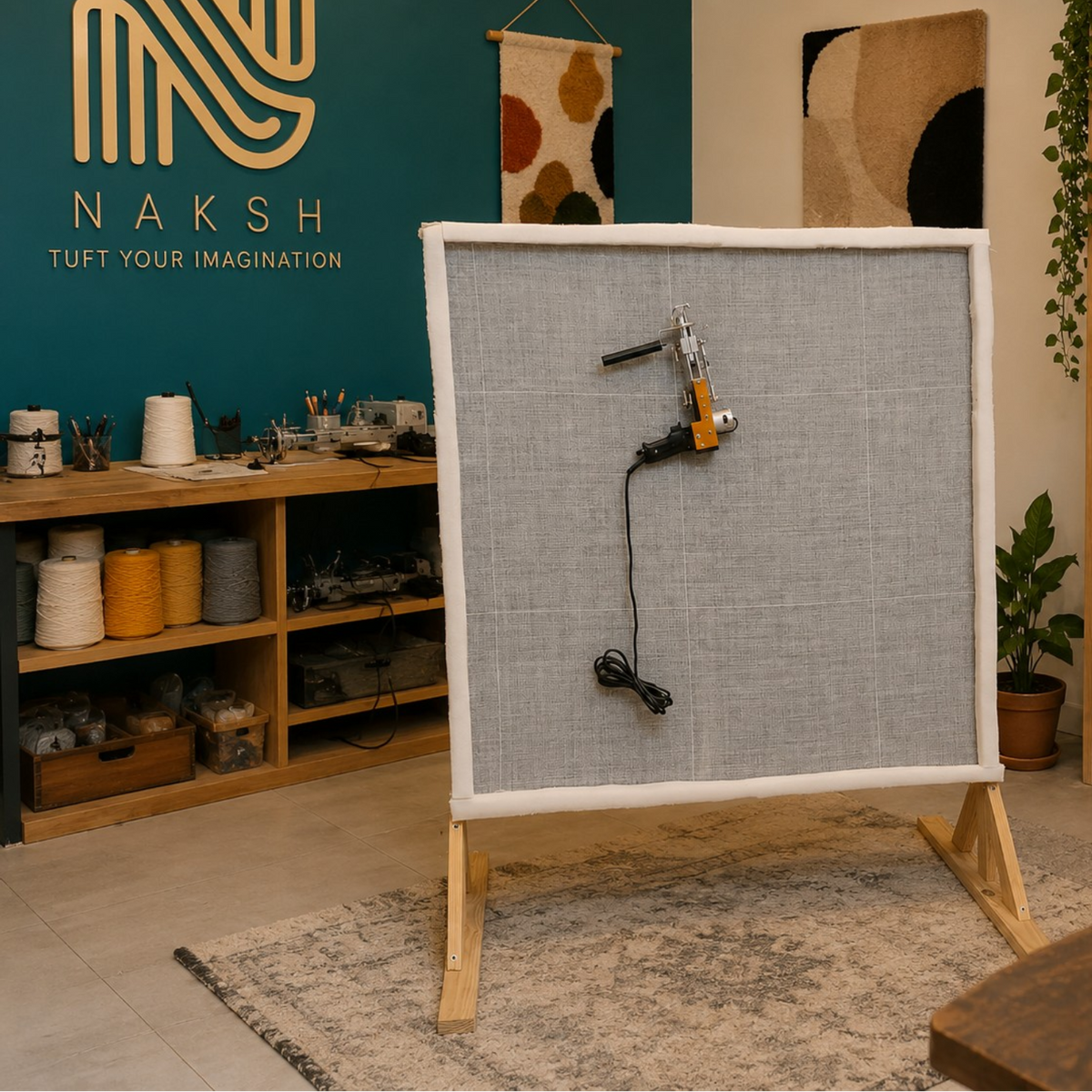 Professional 4ft x 4ft Standing Tufting Frame | Large Wooden Frame For Rug & Carpet Tufting By Naksh Carpets