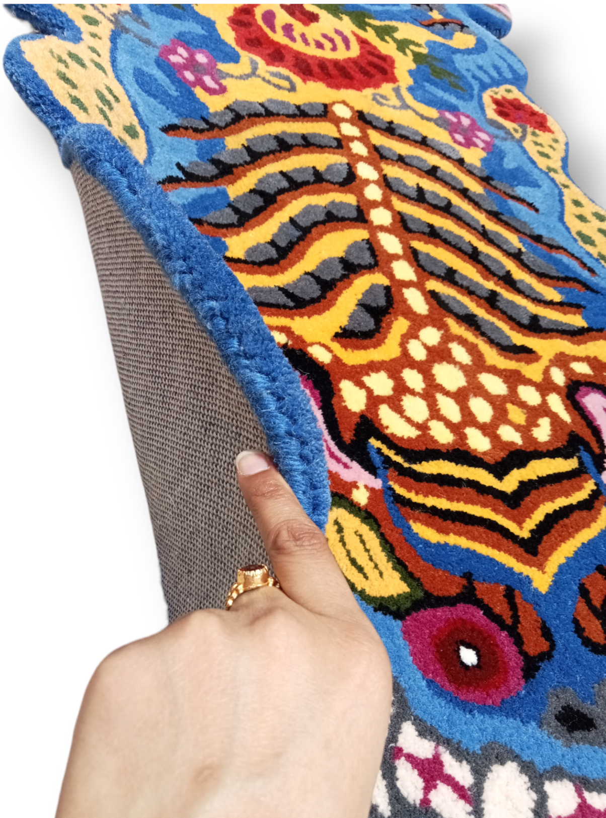 Tibetan Tiger Blue Tufted Woolen Tibetan Rug - Blue Color