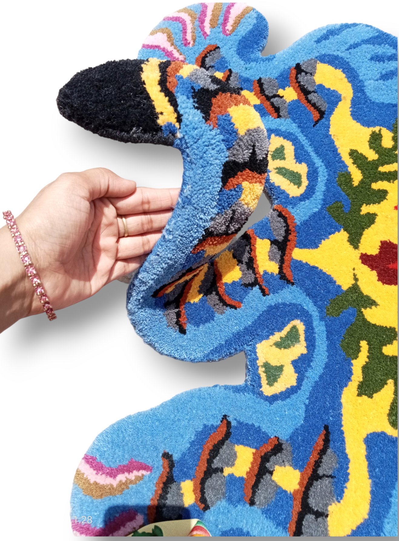 Tibetan Tiger Blue Tufted Woolen Tibetan Rug - Blue Color