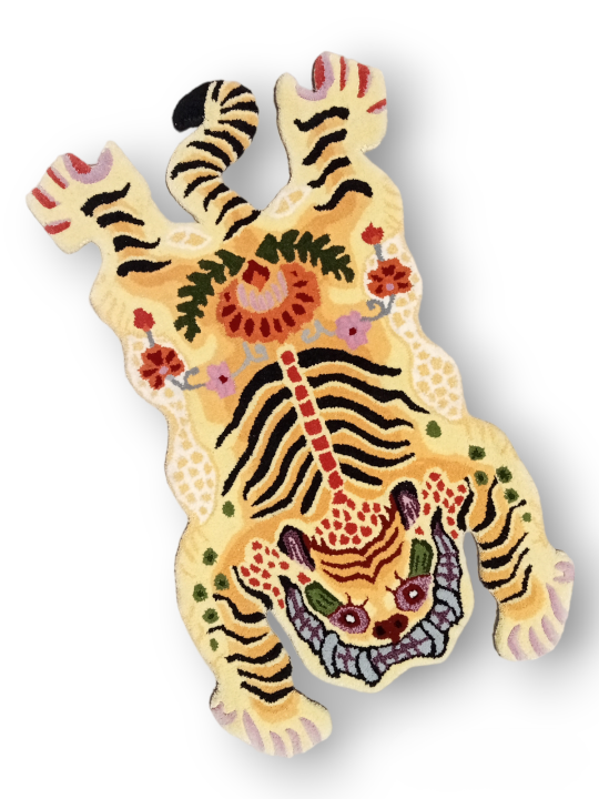 Tibetan Tiger Golden Tufted Woolen Tibetan Rug - Golden Color