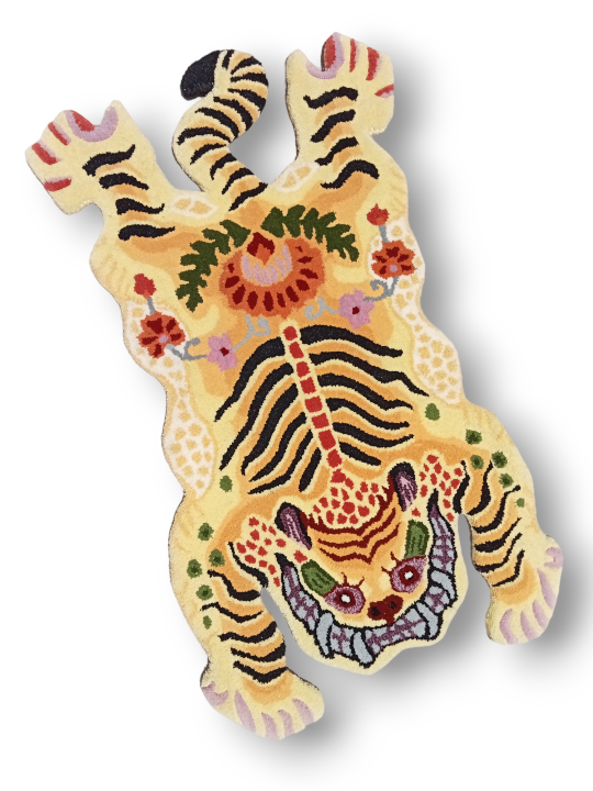 Tibetan Tiger Golden Tufted Woolen Tibetan Rug - Golden Color