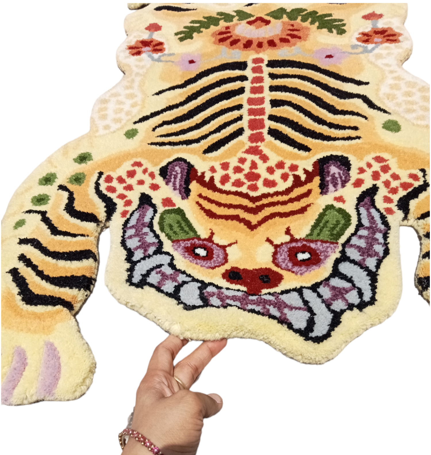 Tibetan Tiger Golden Tufted Woolen Tibetan Rug - Golden Color