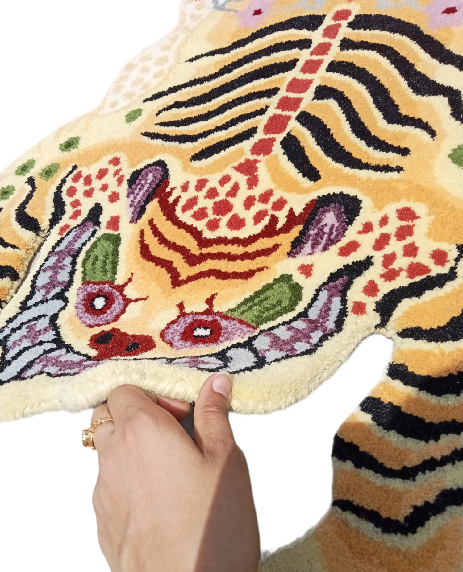 Tibetan Tiger Golden Tufted Woolen Tibetan Rug - Golden Color