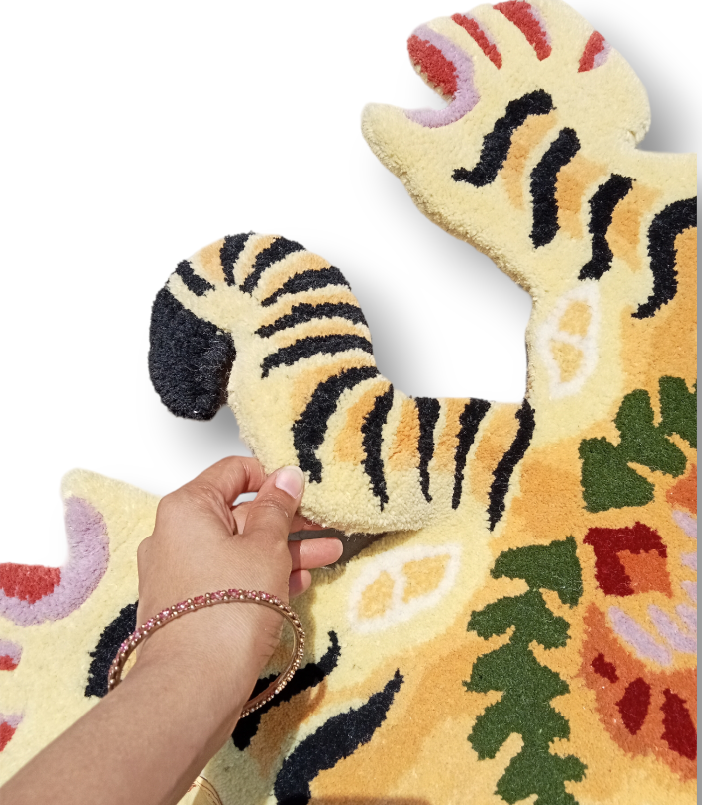 Tibetan Tiger Golden Tufted Woolen Tibetan Rug - Golden Color