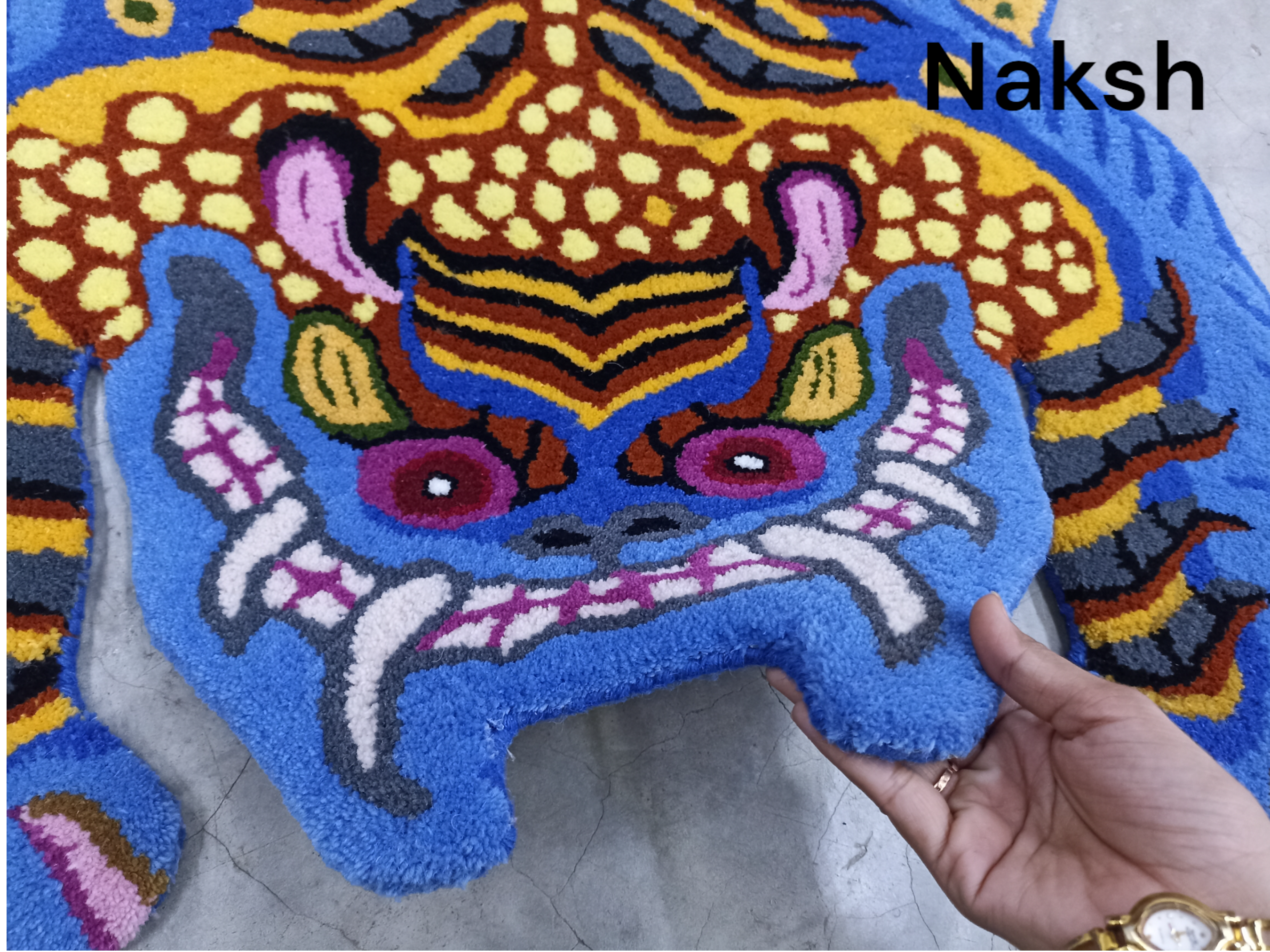 Tibetan Tiger Blue Tufted Woolen Tibetan Rug - Blue Color