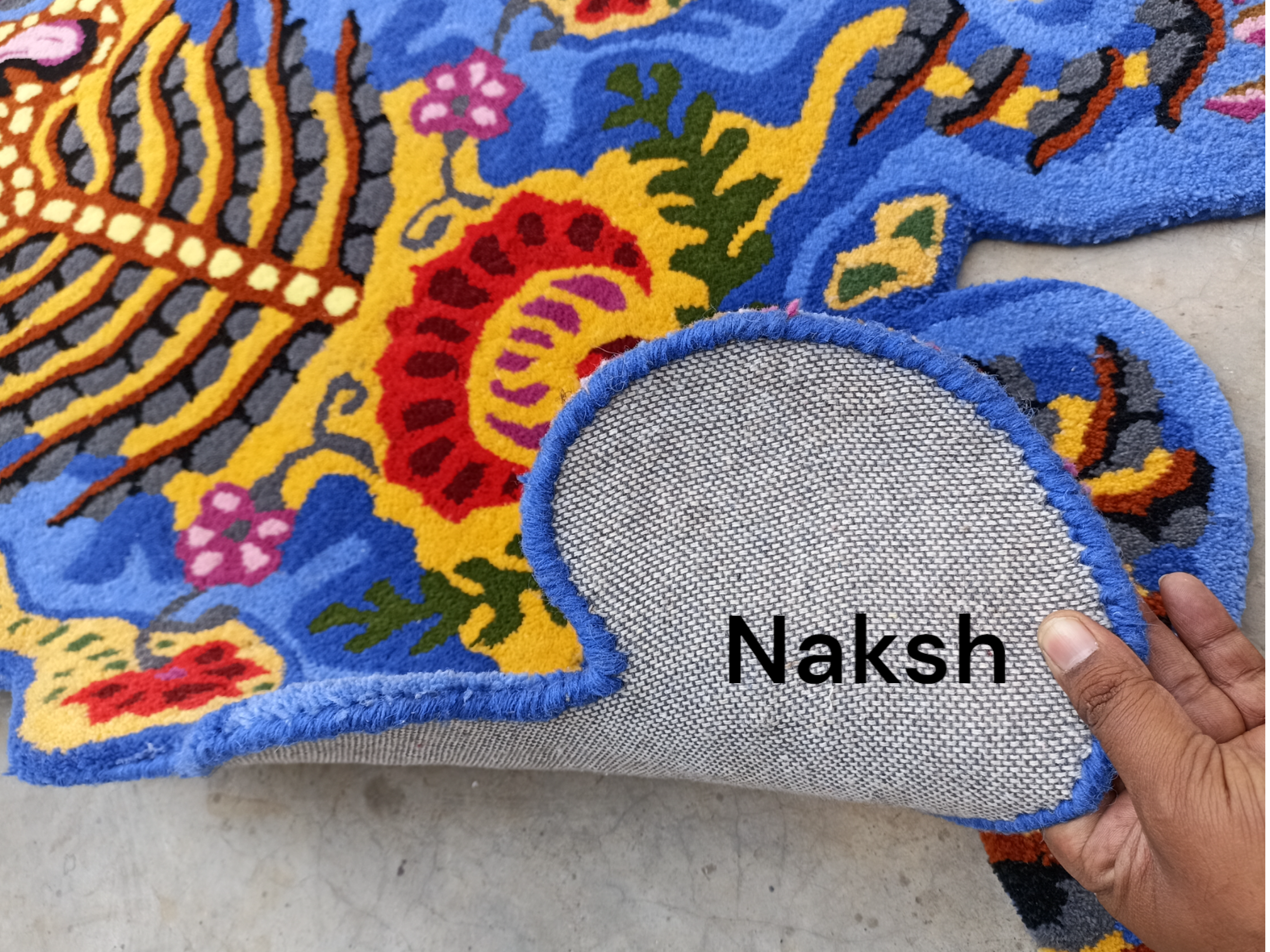 Tibetan Tiger Blue Tufted Woolen Tibetan Rug - Blue Color