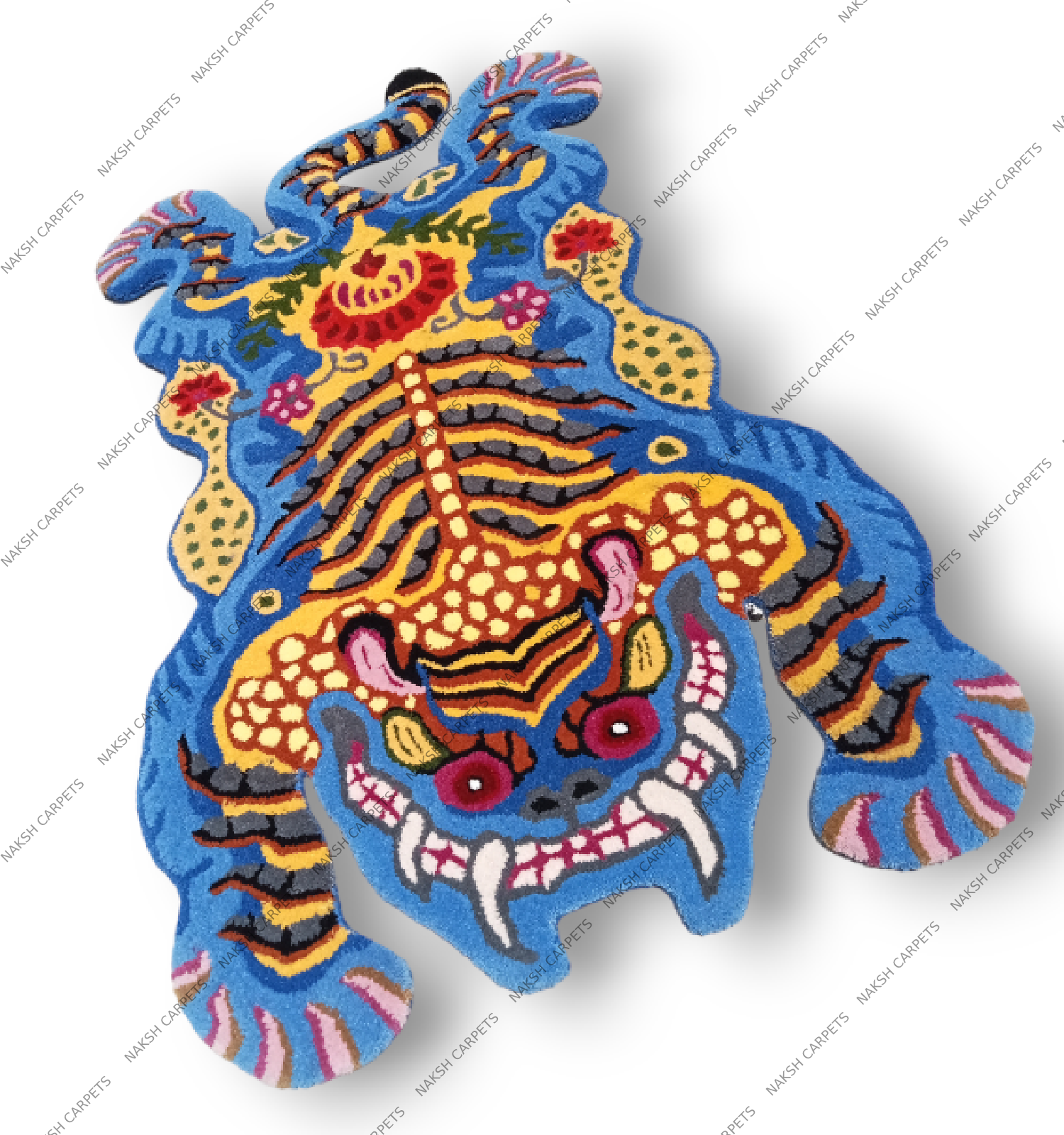 Tibetan Tiger Blue Tufted Woolen Tibetan Rug - Blue Color