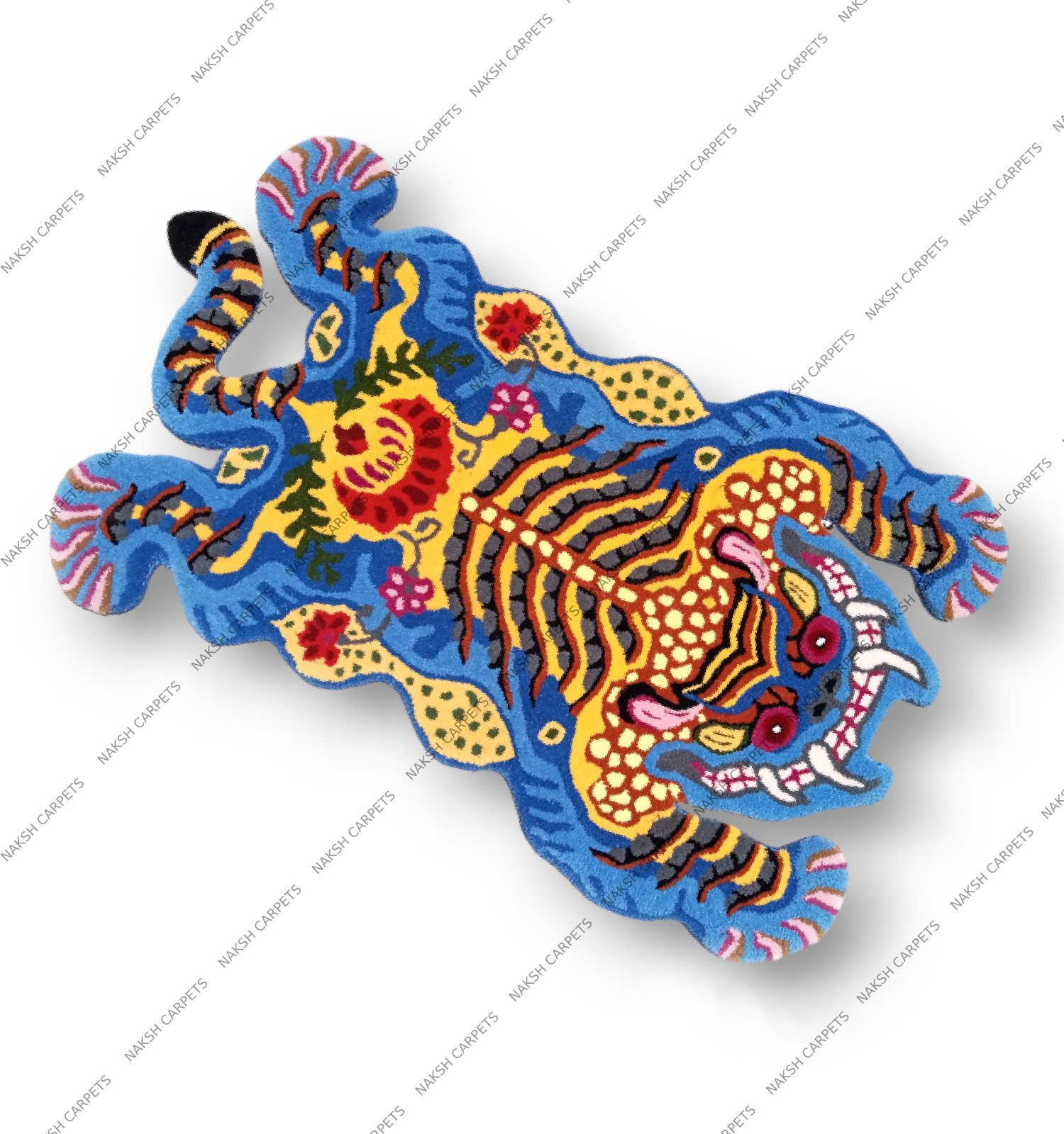 Tibetan Tiger Blue Tufted Woolen Tibetan Rug - Blue Color