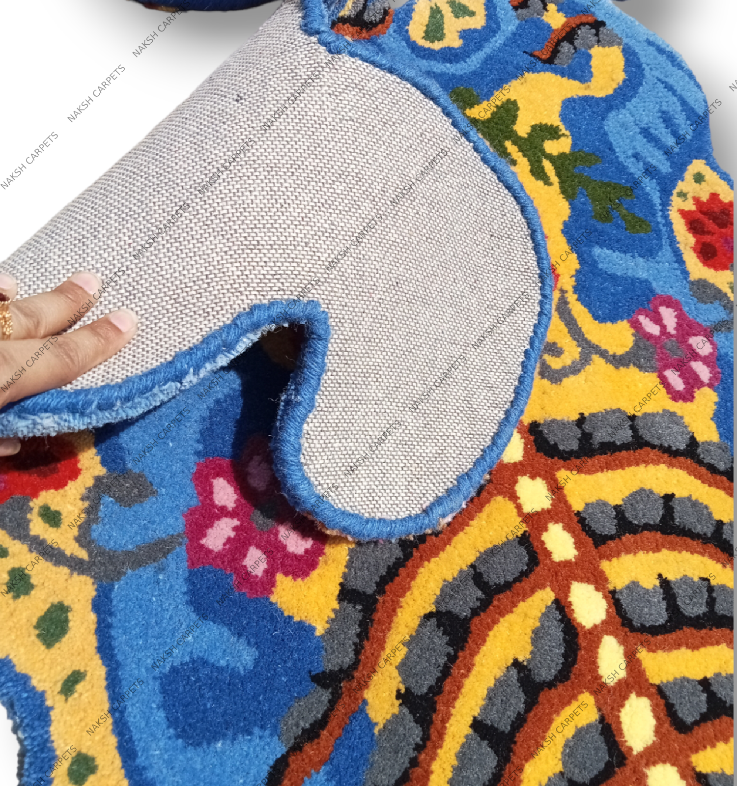 Tibetan Tiger Blue Tufted Woolen Tibetan Rug - Blue Color