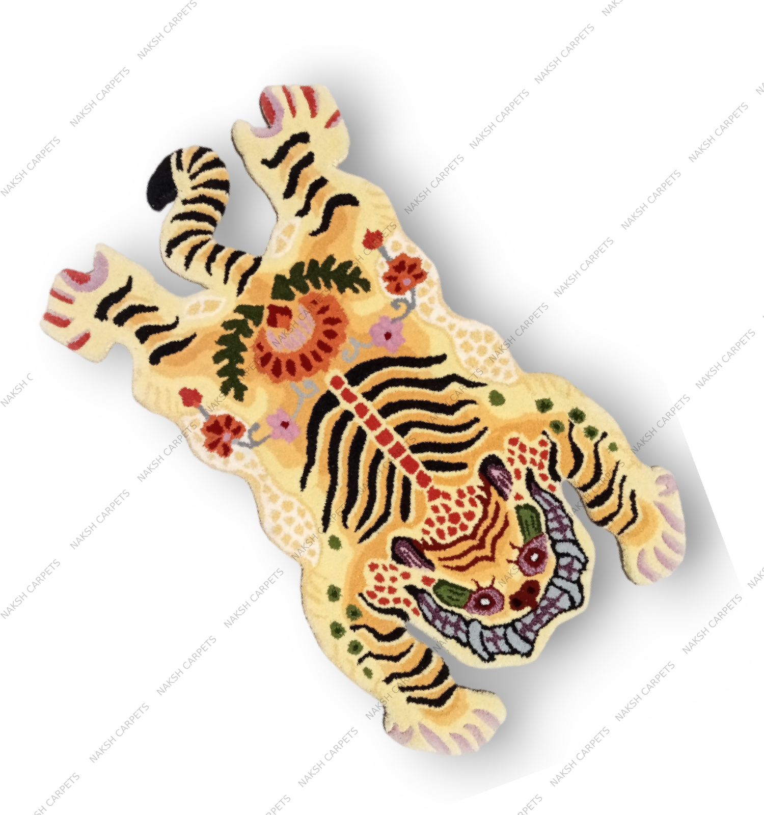 Tibetan Tiger Golden Tufted Woolen Tibetan Rug - Golden Color