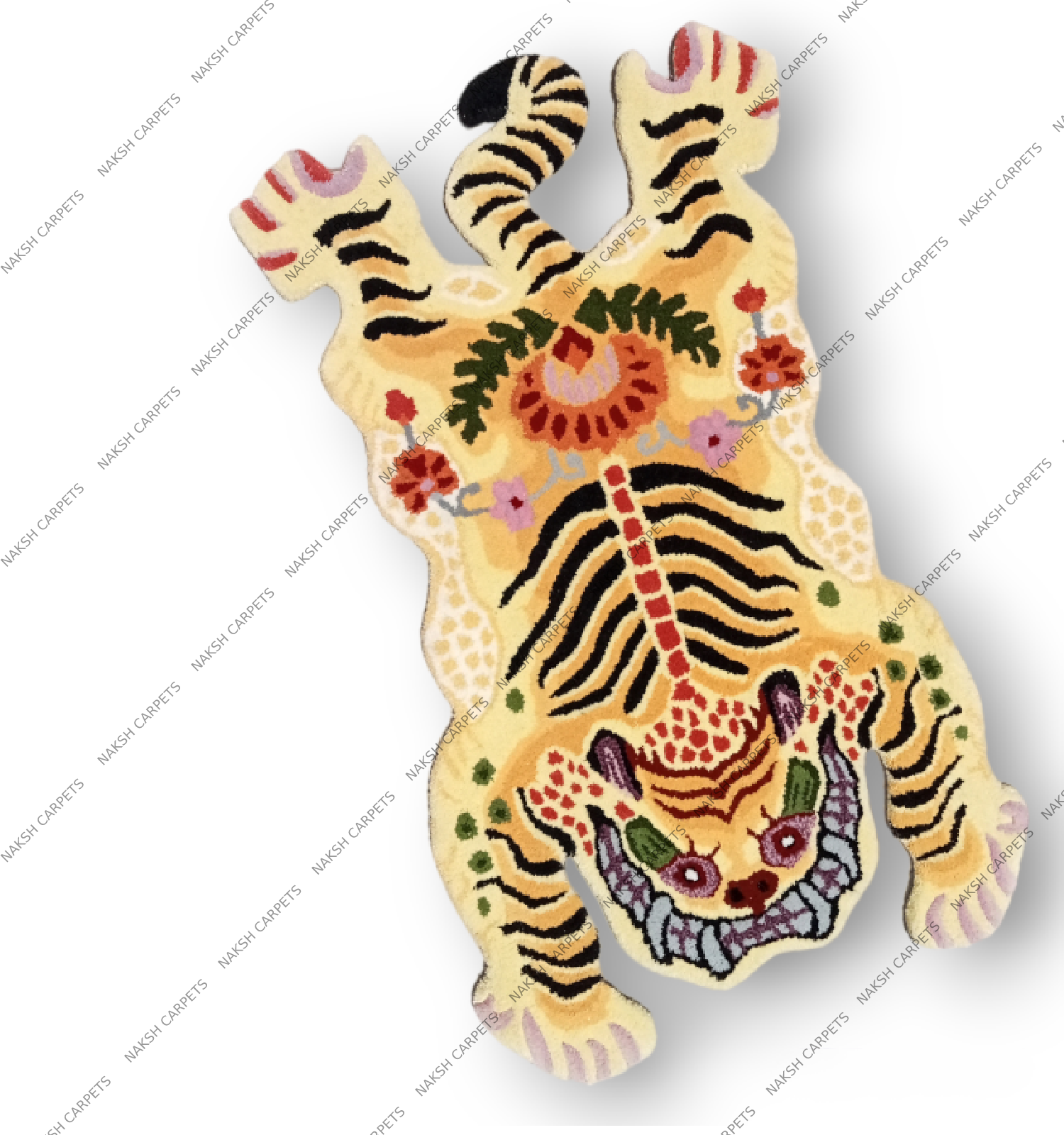 Tibetan Tiger Golden Tufted Woolen Tibetan Rug - Golden Color