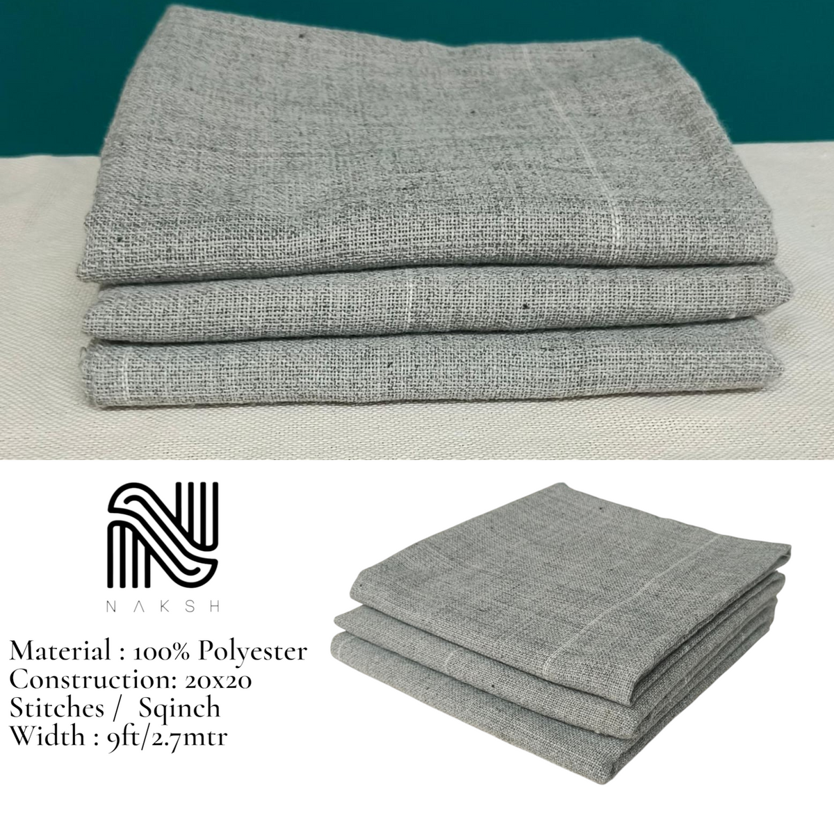 Naksh Premium Grey Tufting Fabric | High-Density Primary Tufting Cloth for Rug Tufting, Carpet Making & Punch Needle