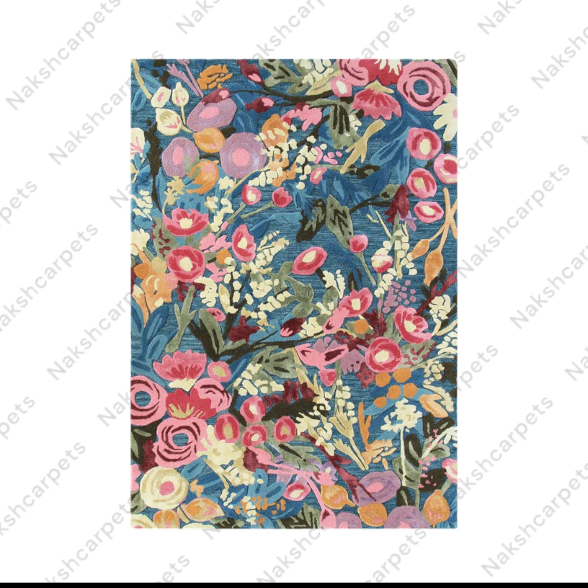 Floral Multicolored Irregular Shape Hand-Tufted 100% Woolen Handmade Area Rug/Carpet For Bedroom Aesthetics, Living Room, Kitchen Rug