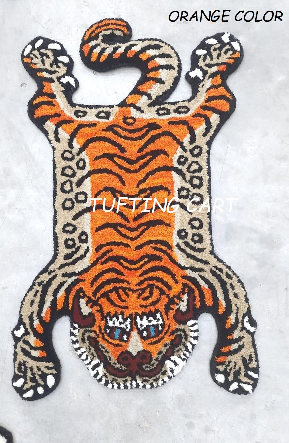 Tibetan Tiger Orange Tufted Woolen Tibetan Rug - Orange