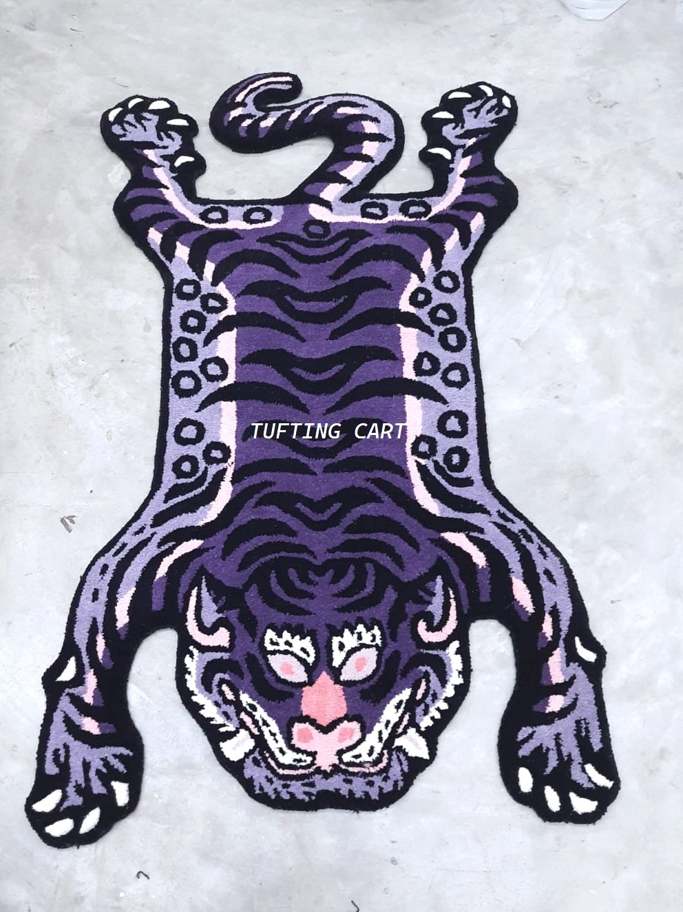 Tibetan Tiger Dark Purple Tufted Woolen Tibetan Rug -Dark Purple Color