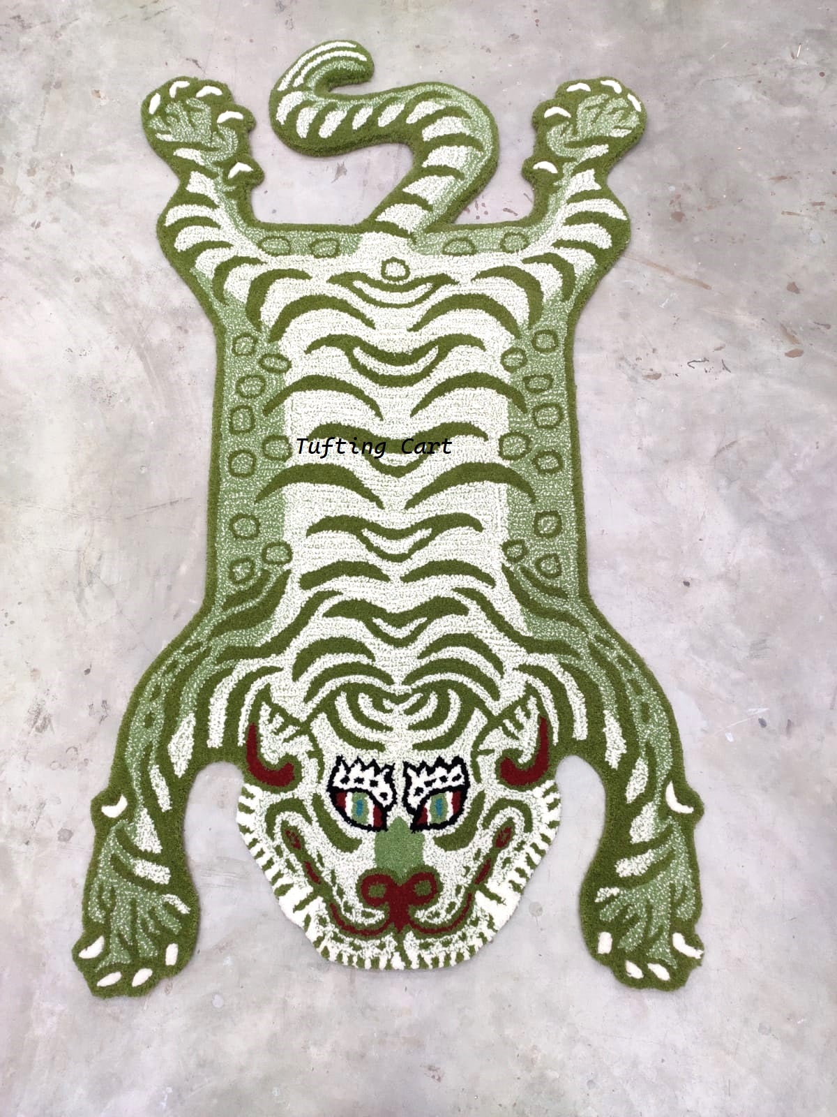 Tibetan Tiger Slimy Green Tufted Woolen Tibetan Rug - Slimy Green Color