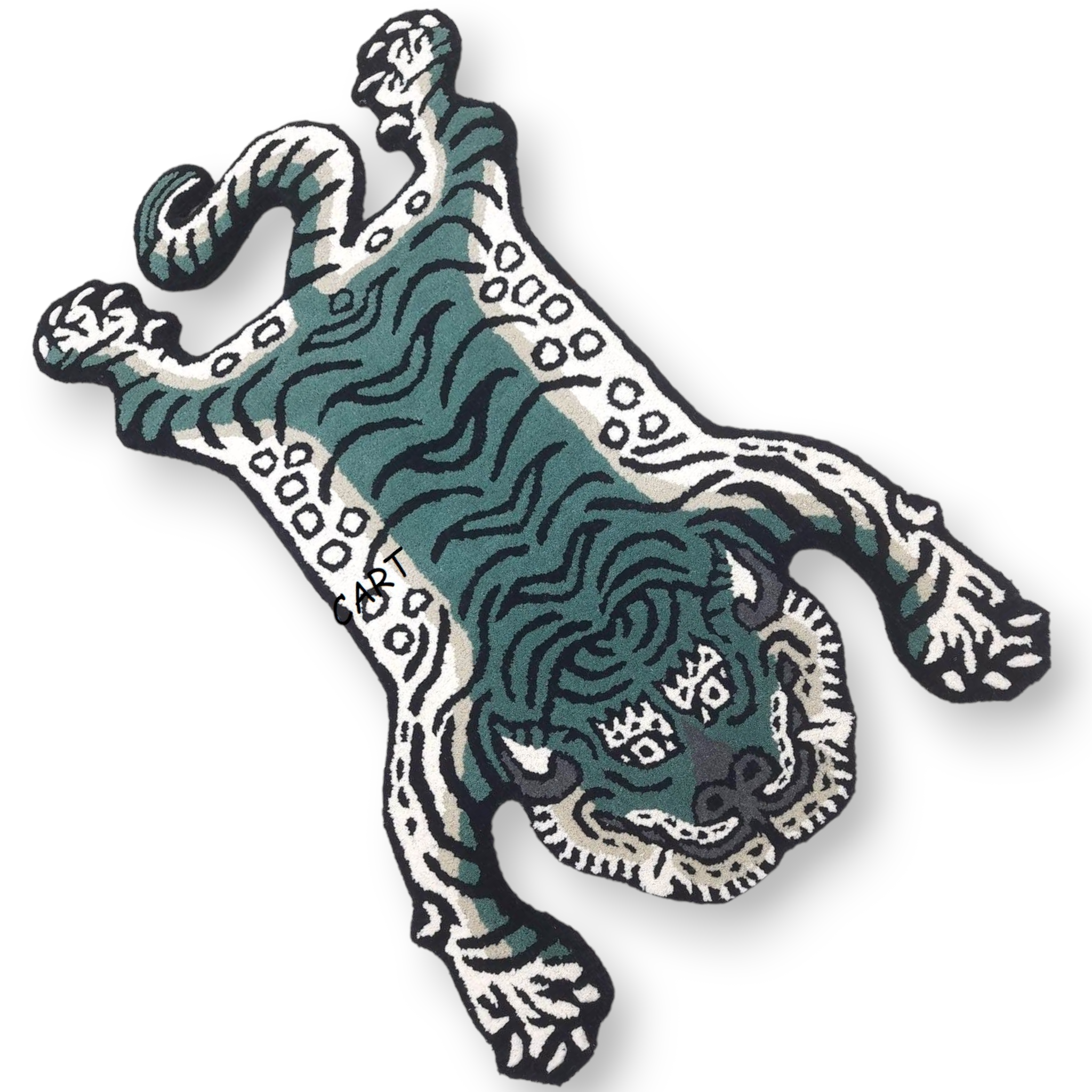 Tibetan Tiger Green Cris Tufted Woolen Tibetan Rug - Green Cris Color