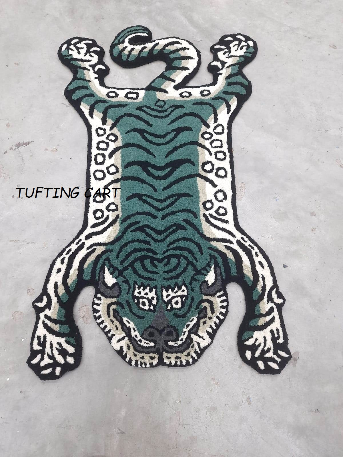 Tibetan Tiger Green Cris Tufted Woolen Tibetan Rug - Green Cris Color