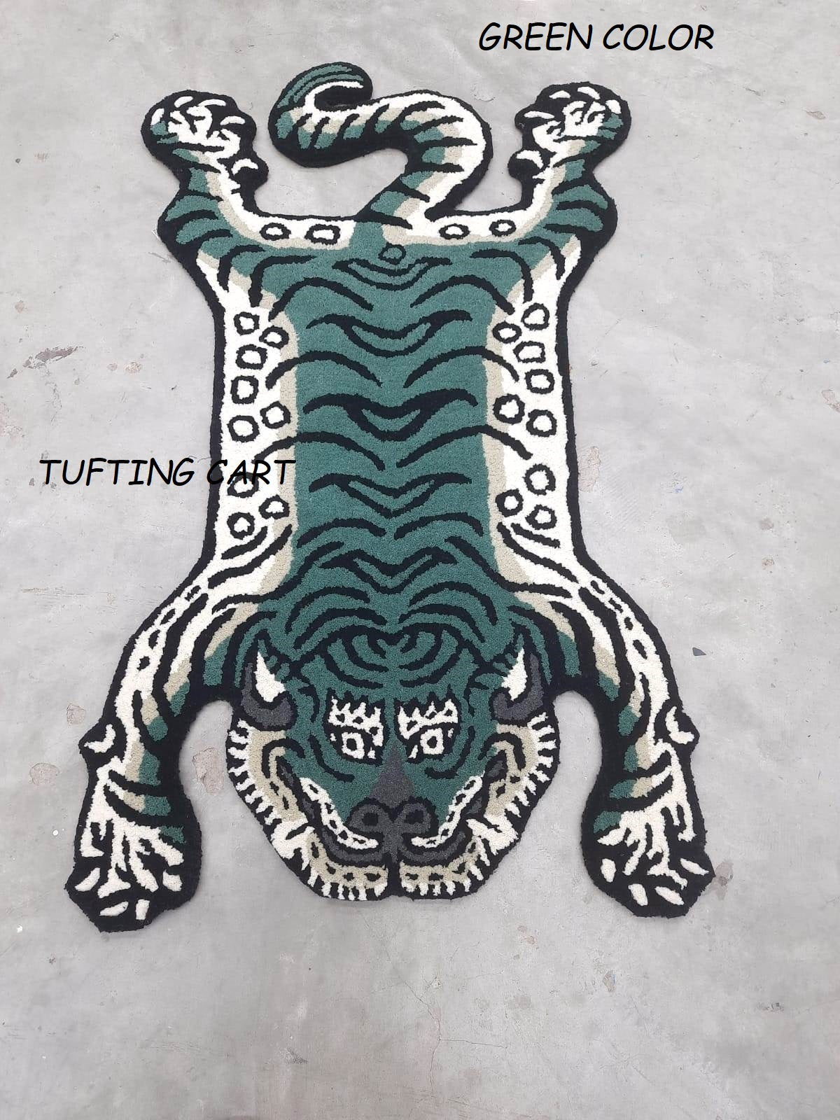 Tibetan Tiger Green Cris Tufted Woolen Tibetan Rug - Green Cris Color
