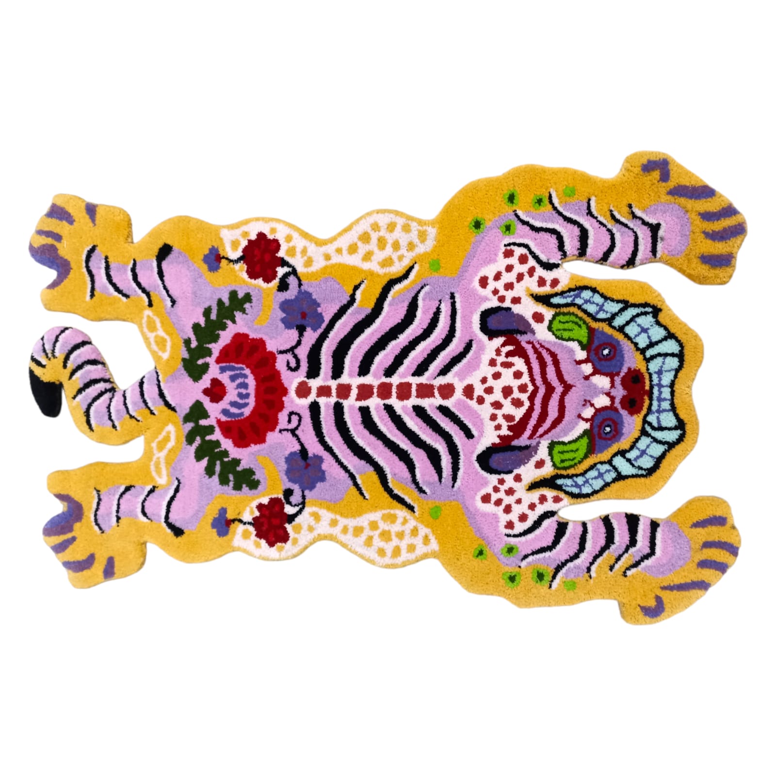 Tibetan Tiger Pink Tufted Woolen Tibetan Rug - Pink Color