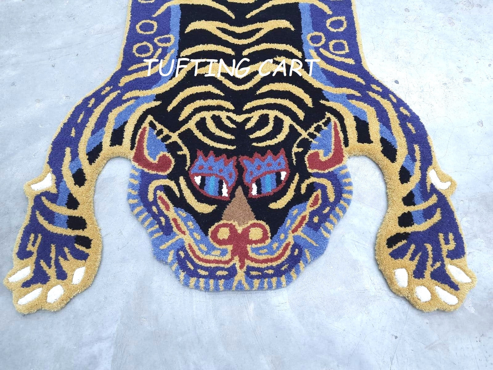 Tibetan Tiger Blue Sam Tufted Woolen Tibetan Rug - Blue Sam