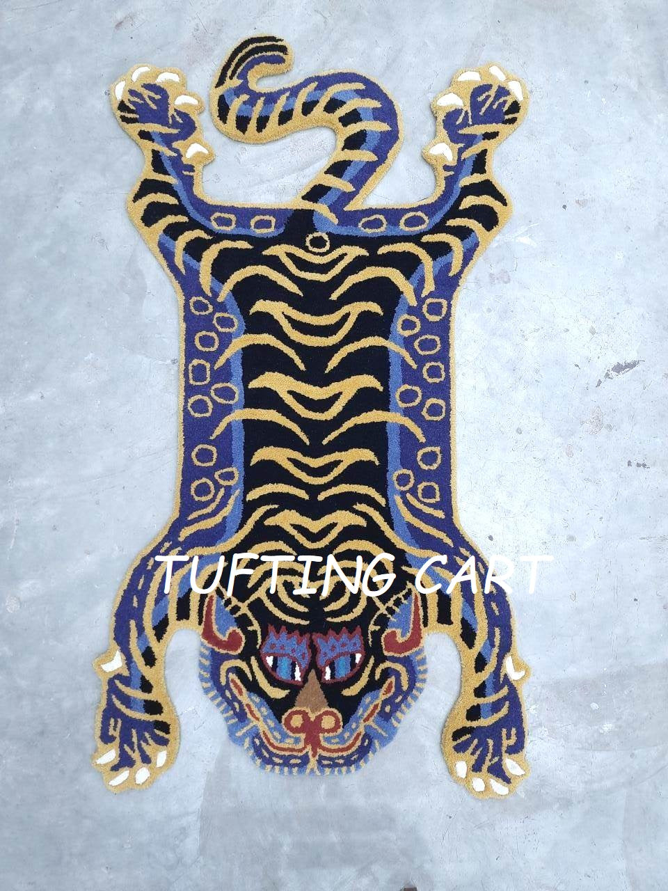 Tibetan Tiger Blue Sam Tufted Woolen Tibetan Rug - Blue Sam